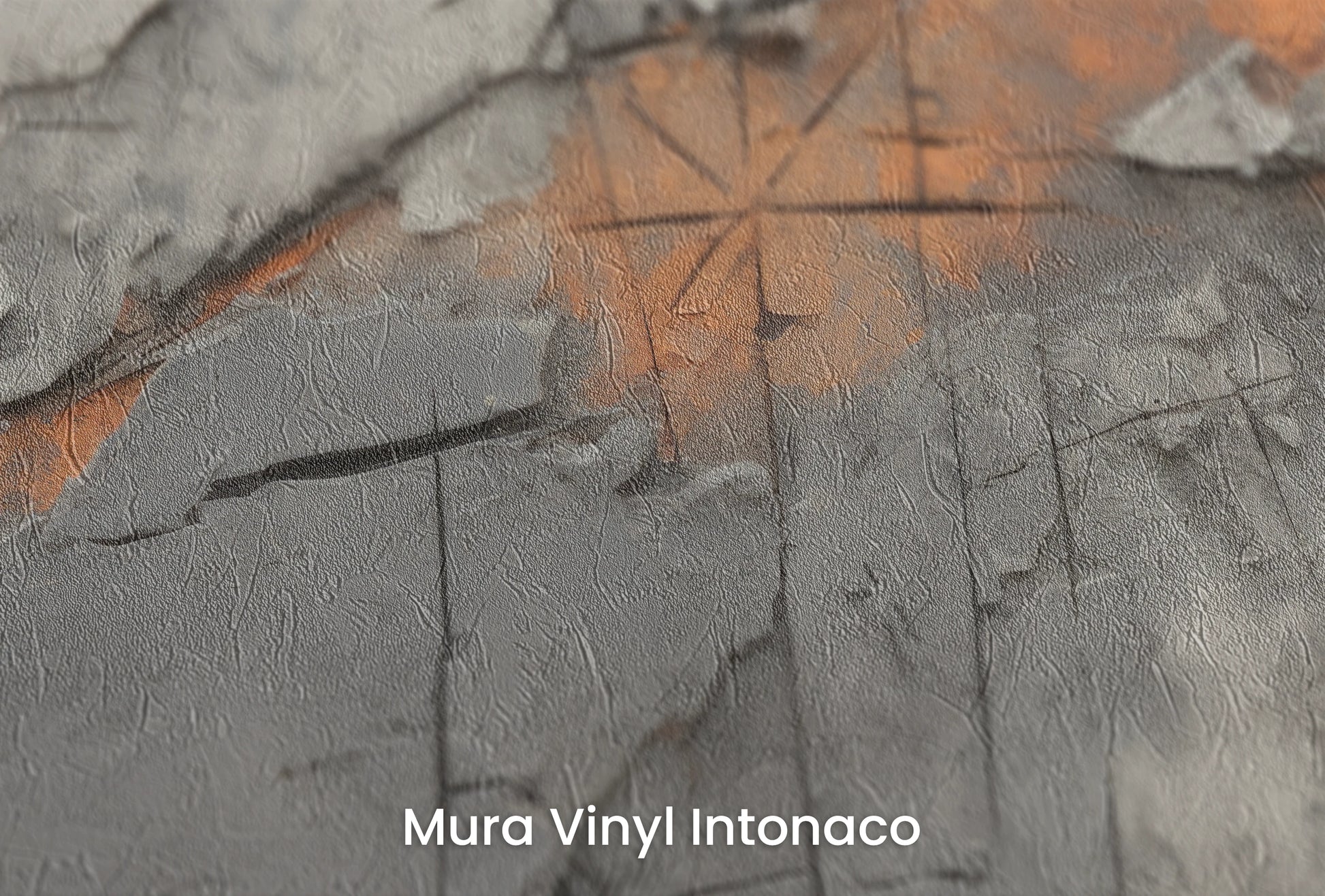 Zbliżenie na artystyczną fototapetę o nazwie Lava Cracks na podłożu Mura Vinyl Intonaco - struktura tartego tynku.