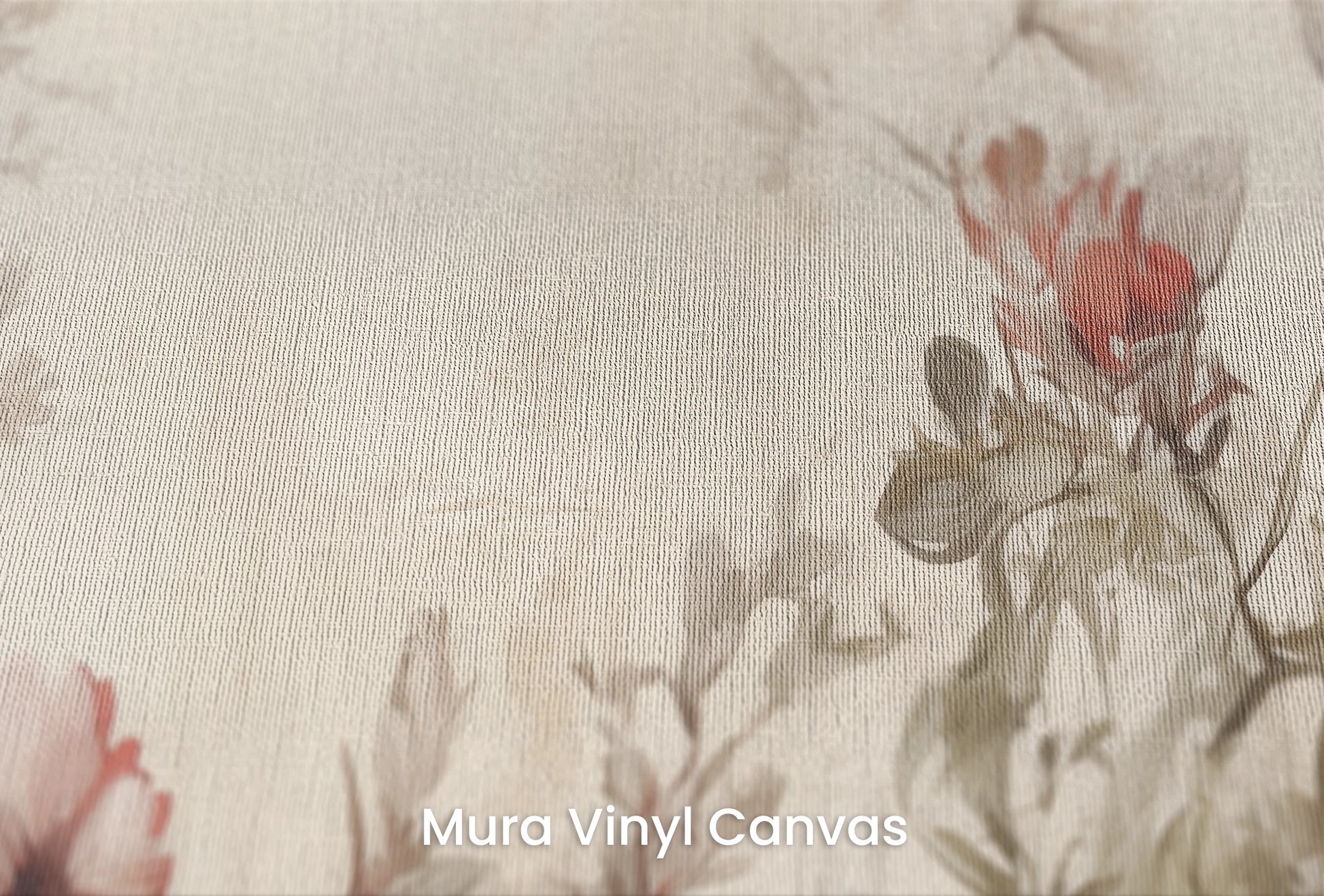 Zbliżenie na artystyczną fototapetę o nazwie Elegant Whisper na podłożu Mura Vinyl Canvas - faktura naturalnego płótna.