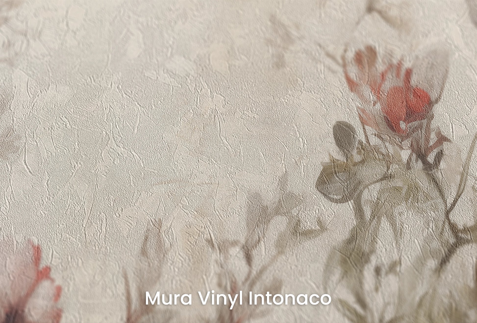 Zbliżenie na artystyczną fototapetę o nazwie Elegant Whisper na podłożu Mura Vinyl Intonaco - struktura tartego tynku.