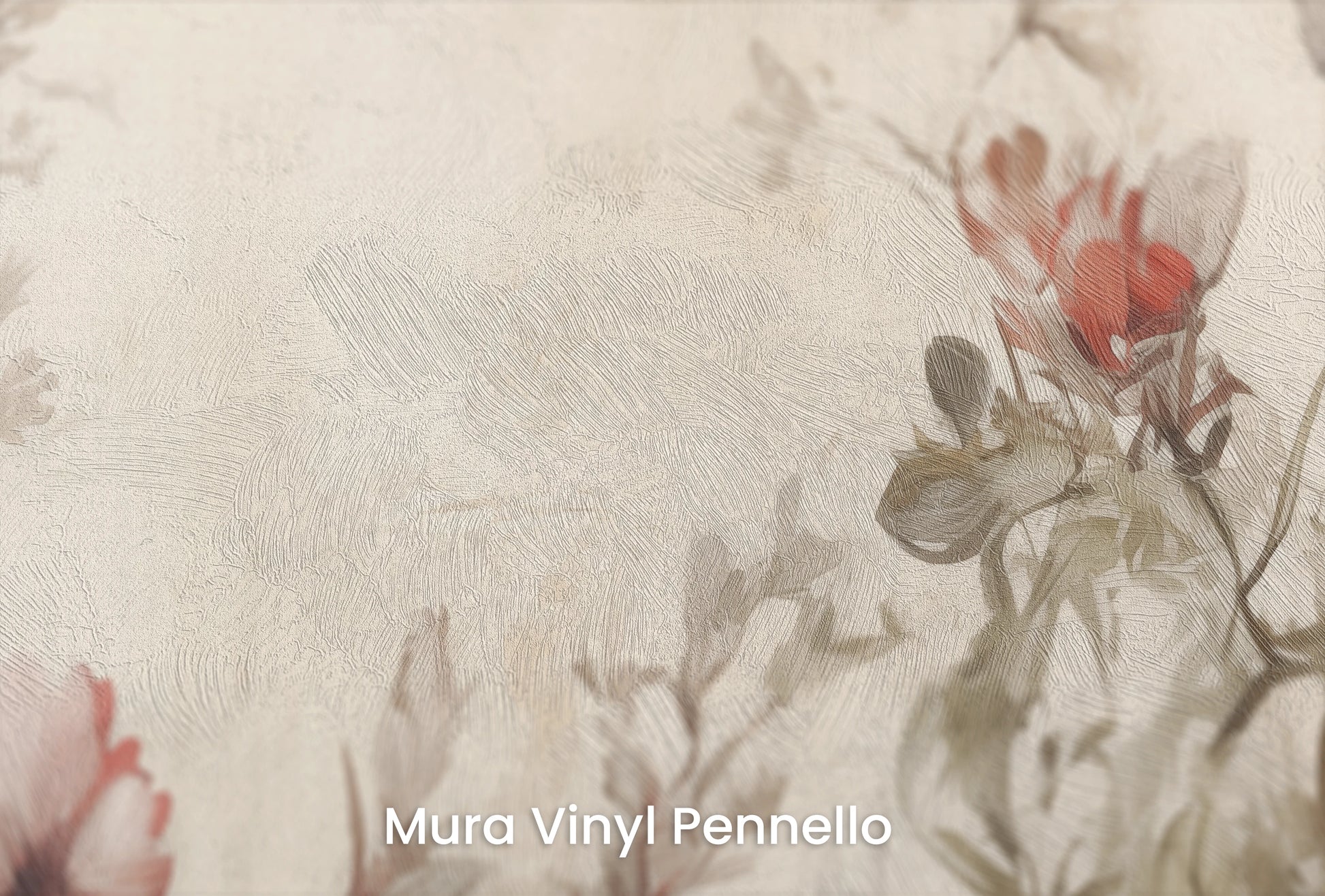 Zbliżenie na artystyczną fototapetę o nazwie Elegant Whisper na podłożu Mura Vinyl Pennello - faktura pociągnięć pędzla malarskiego.