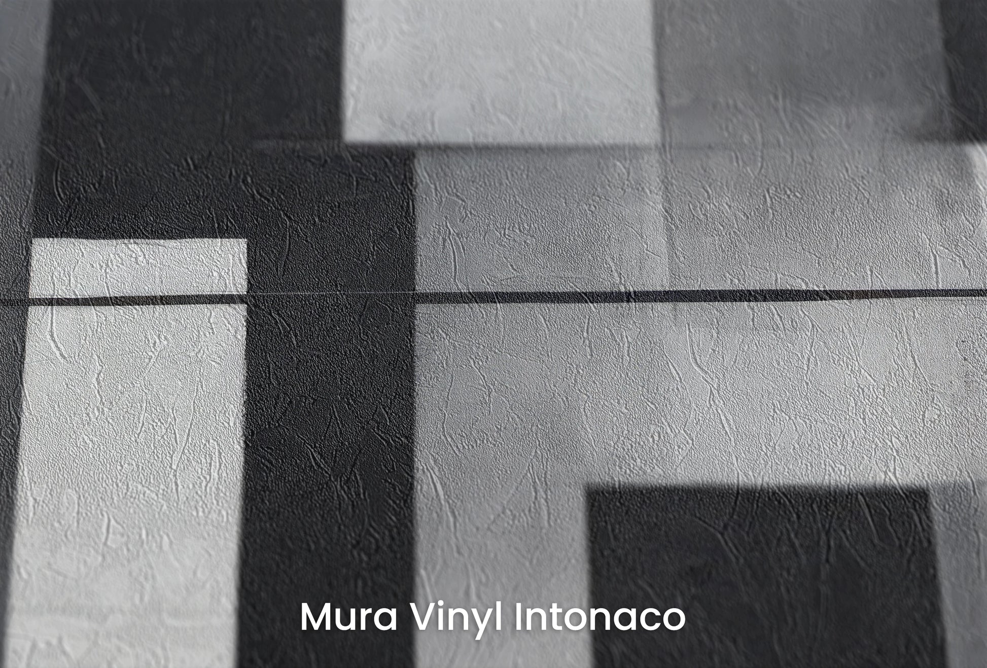 Zbliżenie na artystyczną fototapetę o nazwie Monochromatic Balance na podłożu Mura Vinyl Intonaco - struktura tartego tynku.