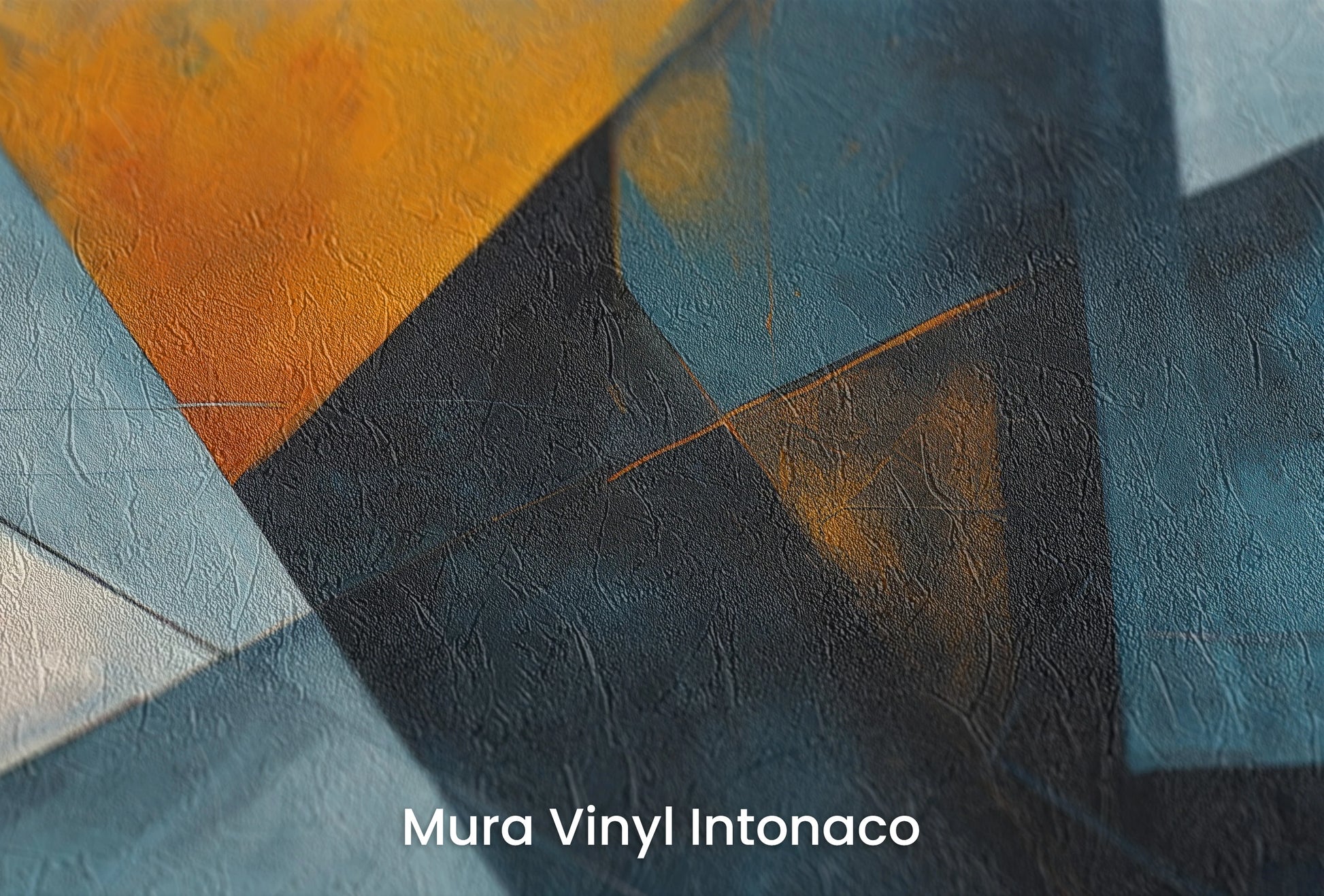 Zbliżenie na artystyczną fototapetę o nazwie Colorful Geometry #2 na podłożu Mura Vinyl Intonaco - struktura tartego tynku.