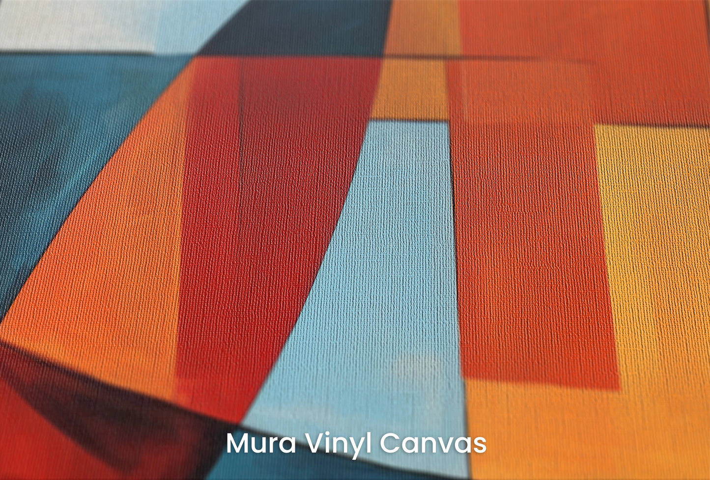 Zbliżenie na artystyczną fototapetę o nazwie Colorful Curves na podłożu Mura Vinyl Canvas - faktura naturalnego płótna.