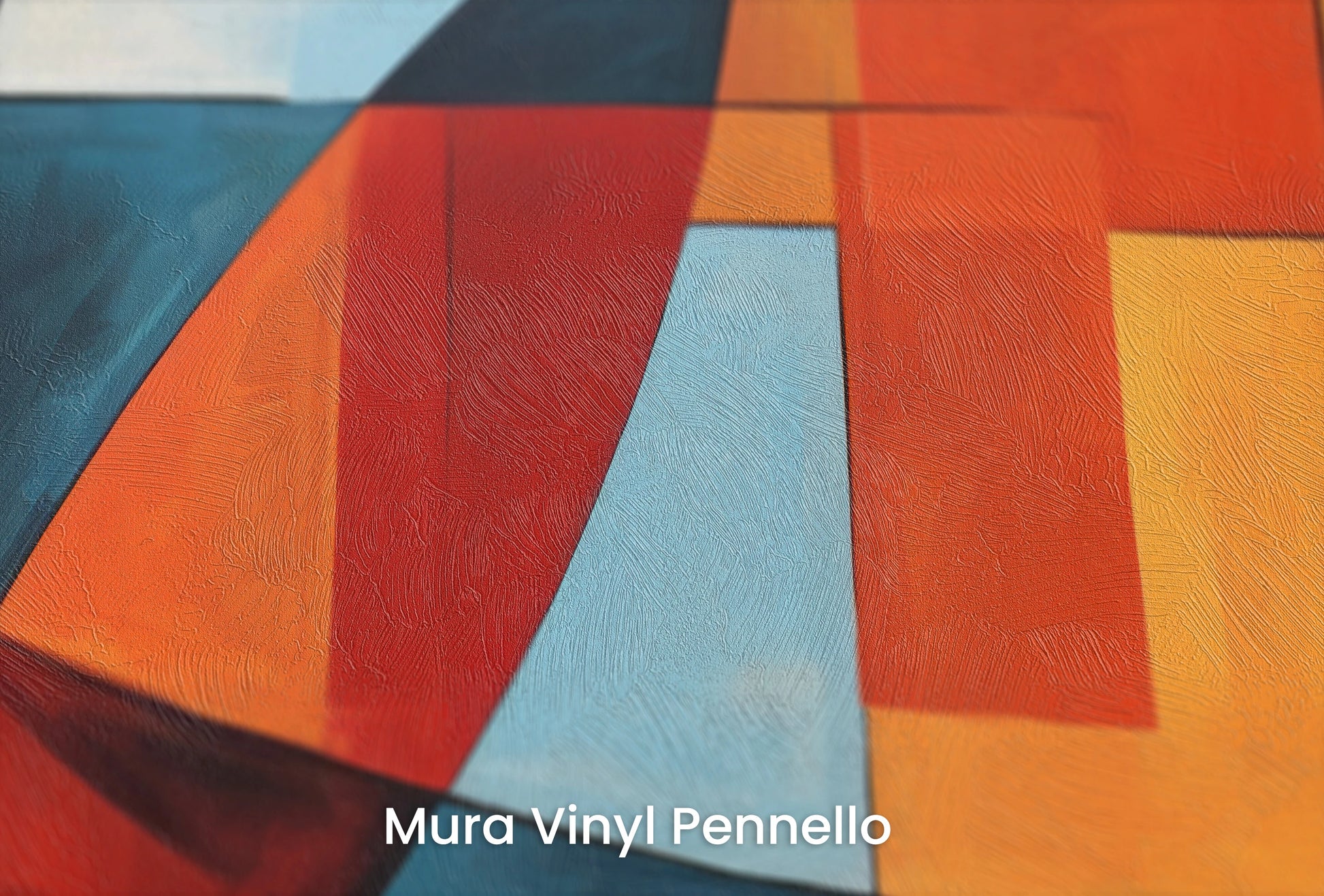 Zbliżenie na artystyczną fototapetę o nazwie Colorful Curves na podłożu Mura Vinyl Pennello - faktura pociągnięć pędzla malarskiego.