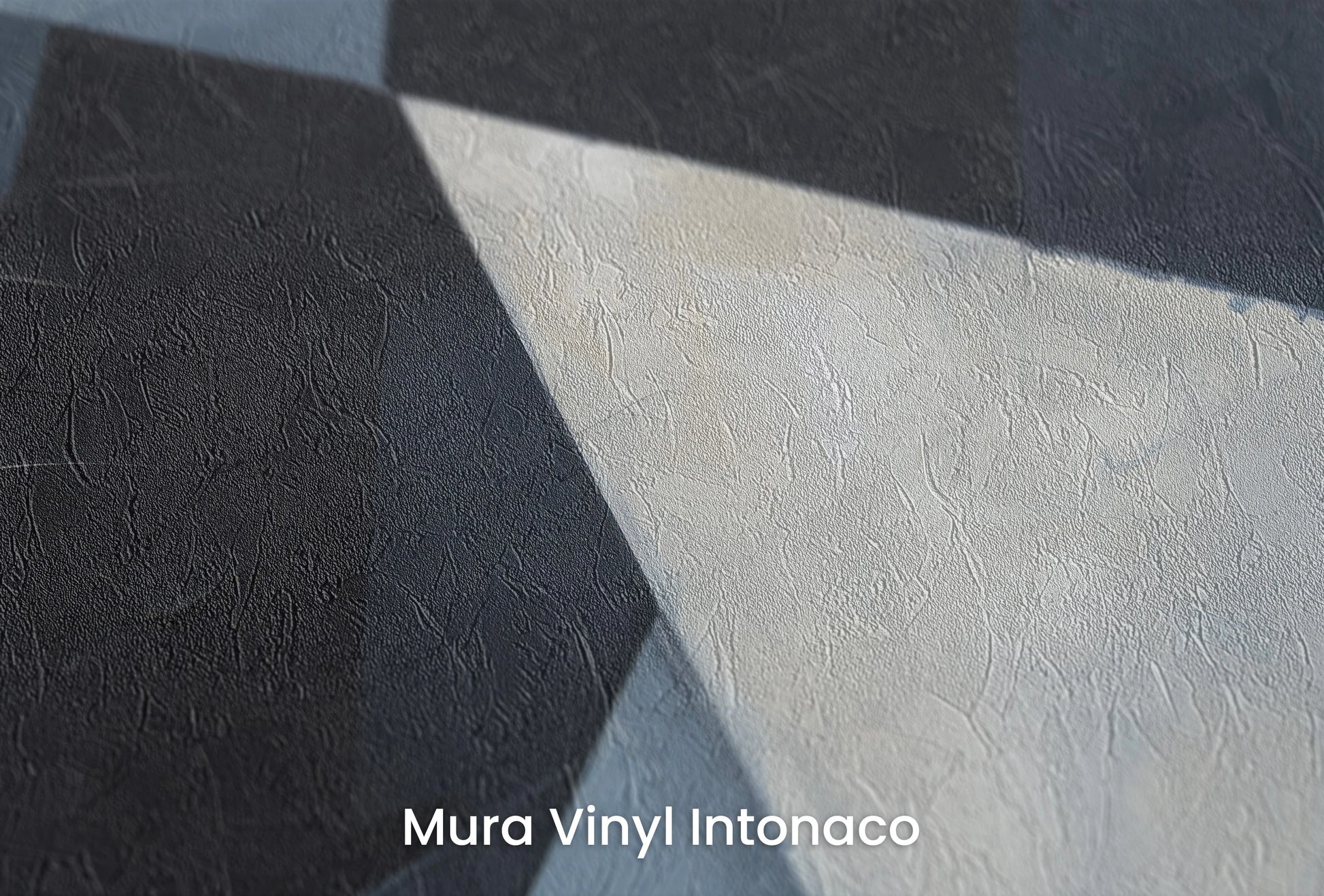 Zbliżenie na artystyczną fototapetę o nazwie Geometric Ice na podłożu Mura Vinyl Intonaco - struktura tartego tynku.