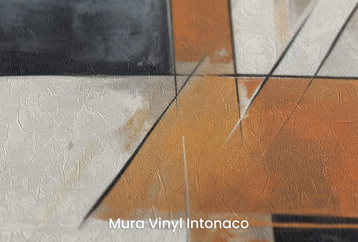 Zbliżenie na artystyczną fototapetę o nazwie Contrasting Lines na podłożu Mura Vinyl Intonaco - struktura tartego tynku.