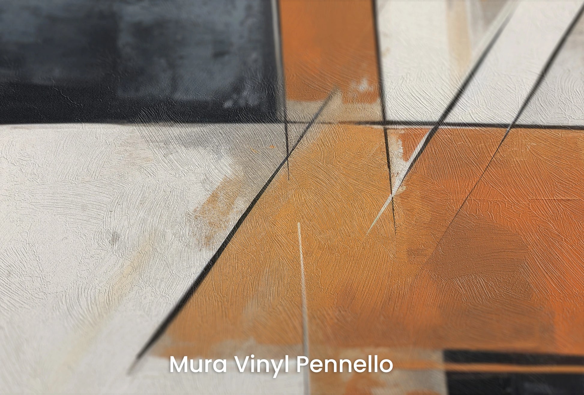 Zbliżenie na artystyczną fototapetę o nazwie Contrasting Lines na podłożu Mura Vinyl Pennello - faktura pociągnięć pędzla malarskiego.