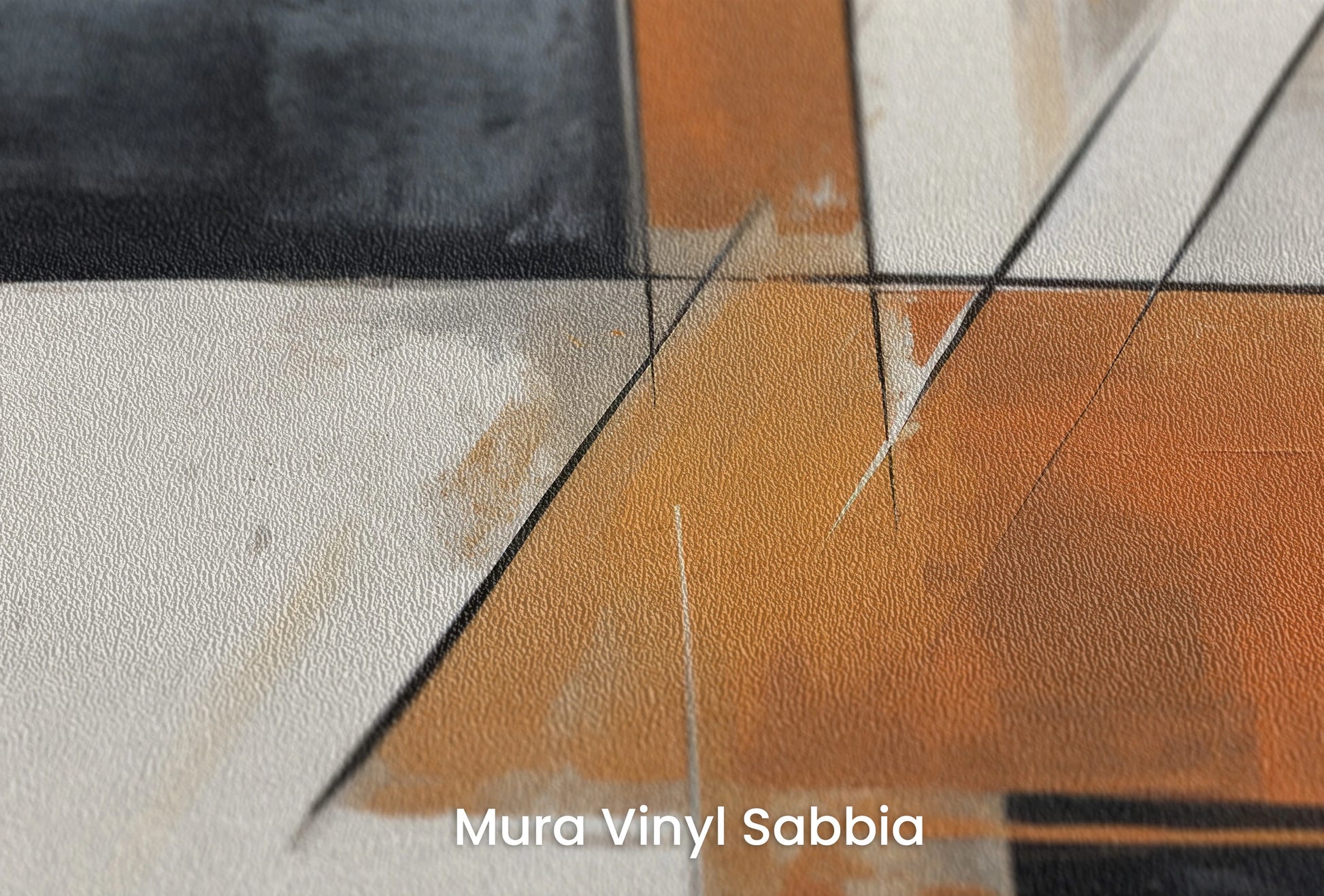 Zbliżenie na artystyczną fototapetę o nazwie Contrasting Lines na podłożu Mura Vinyl Sabbia struktura grubego ziarna piasku.