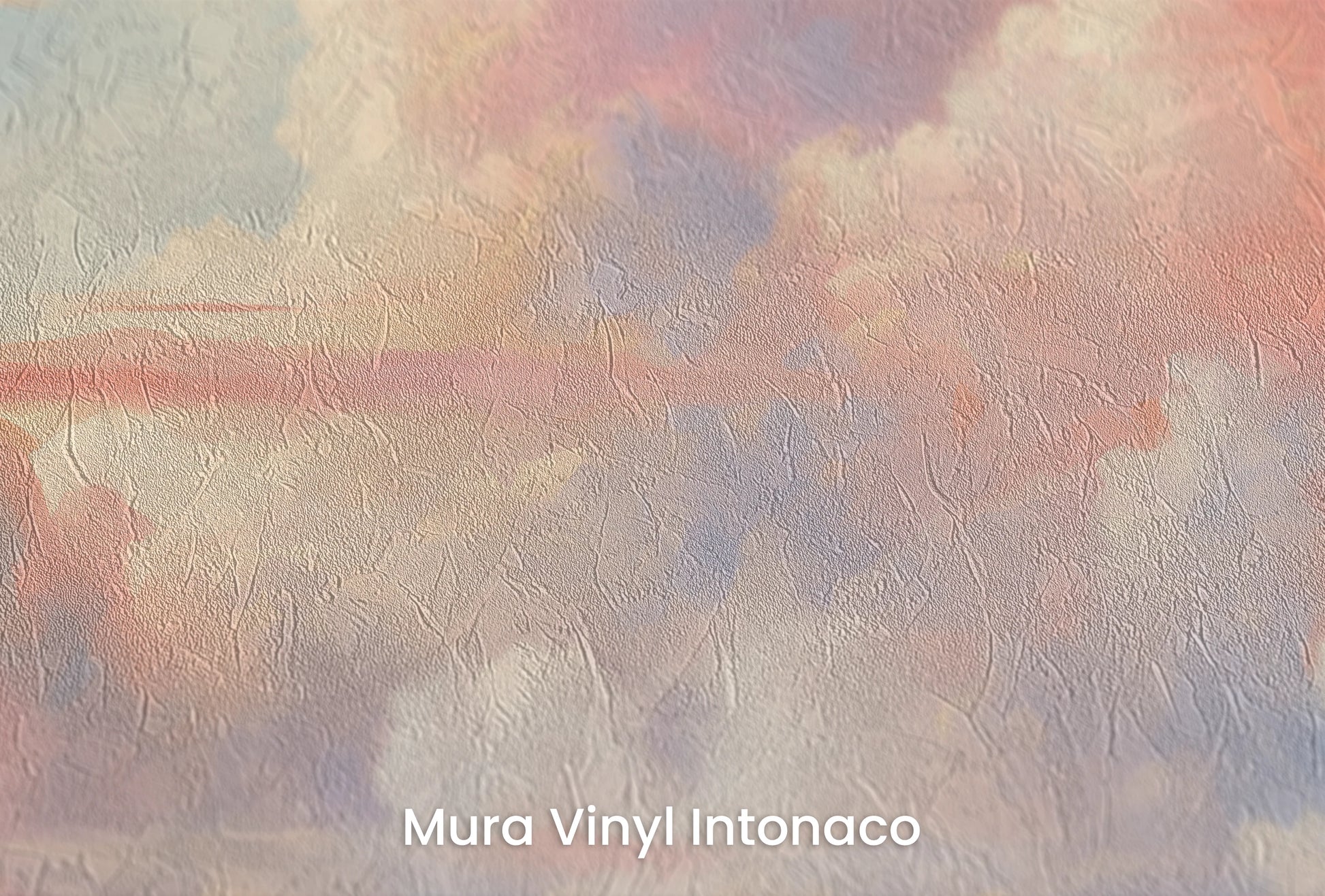 Zbliżenie na artystyczną fototapetę o nazwie Pastel Serenity #2 na podłożu Mura Vinyl Intonaco - struktura tartego tynku.