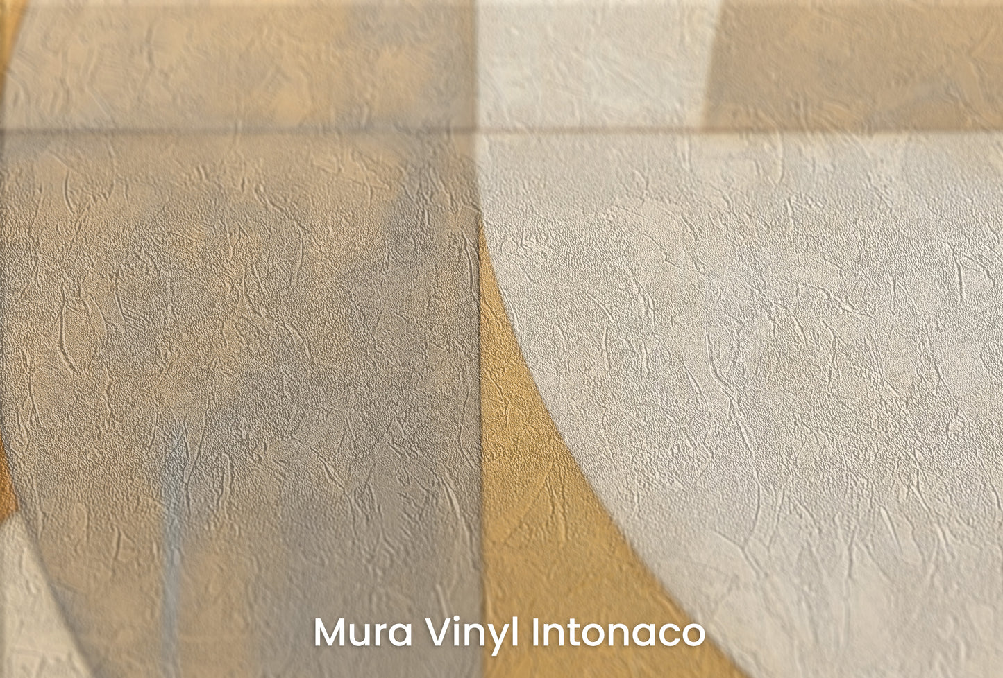 Zbliżenie na artystyczną fototapetę o nazwie GILDED CRESCENT SYMMETRY na podłożu Mura Vinyl Intonaco - struktura tartego tynku.