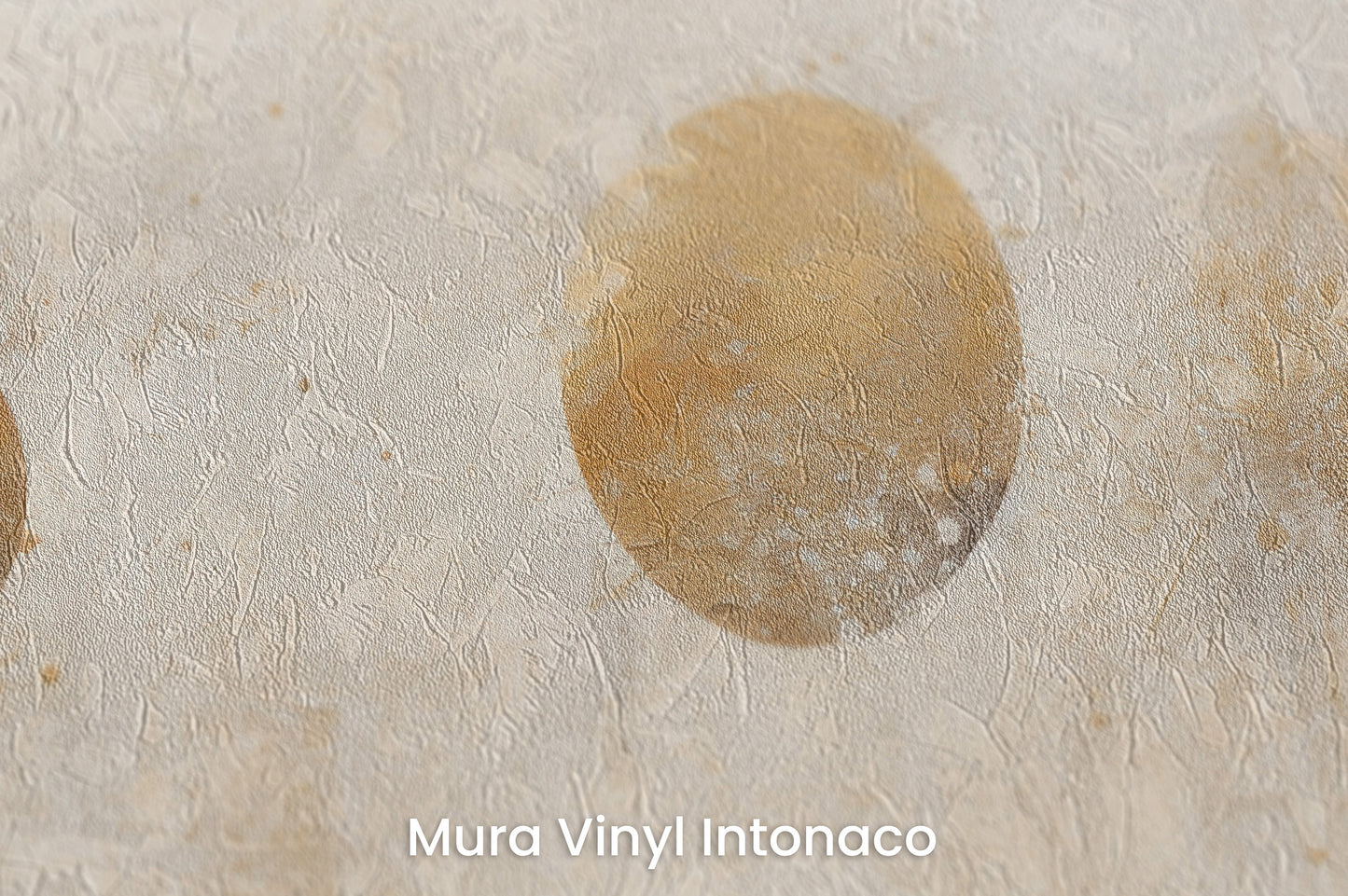 Zbliżenie na artystyczną fototapetę o nazwie AURUM DUST ECLIPSE na podłożu Mura Vinyl Intonaco - struktura tartego tynku.