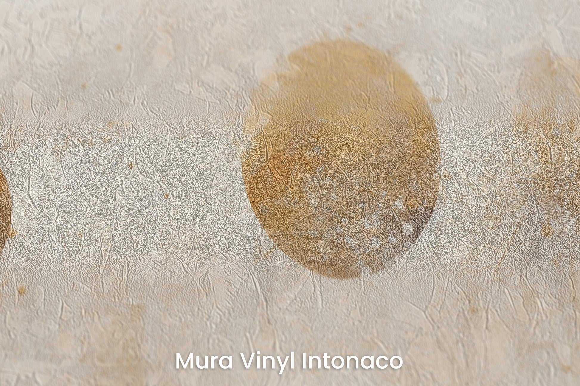 Zbliżenie na artystyczną fototapetę o nazwie AURUM DUST ECLIPSE na podłożu Mura Vinyl Intonaco - struktura tartego tynku.