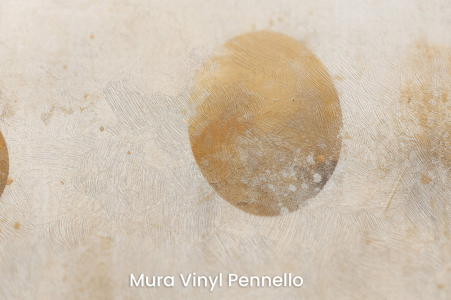 Zbliżenie na artystyczną fototapetę o nazwie AURUM DUST ECLIPSE na podłożu Mura Vinyl Pennello - faktura pociągnięć pędzla malarskiego.