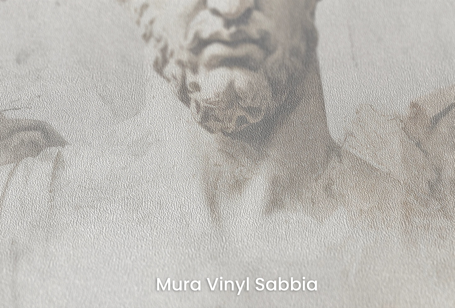 Zbliżenie na artystyczną fototapetę o nazwie Apollo's Melody na podłożu Mura Vinyl Sabbia struktura grubego ziarna piasku.