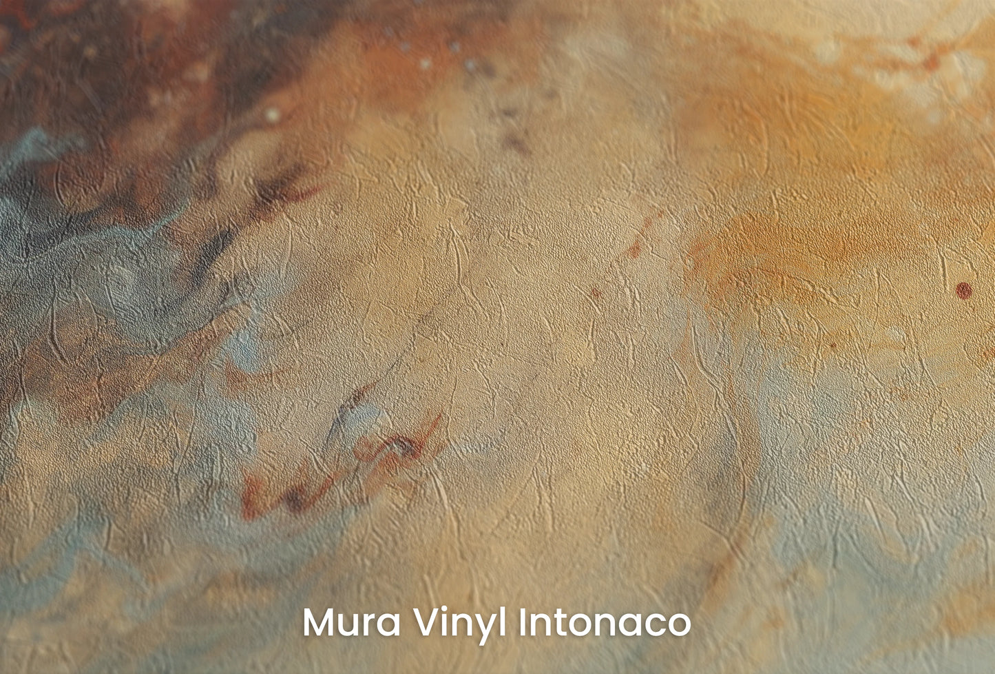 Zbliżenie na artystyczną fototapetę o nazwie Callisto's Vision na podłożu Mura Vinyl Intonaco - struktura tartego tynku.