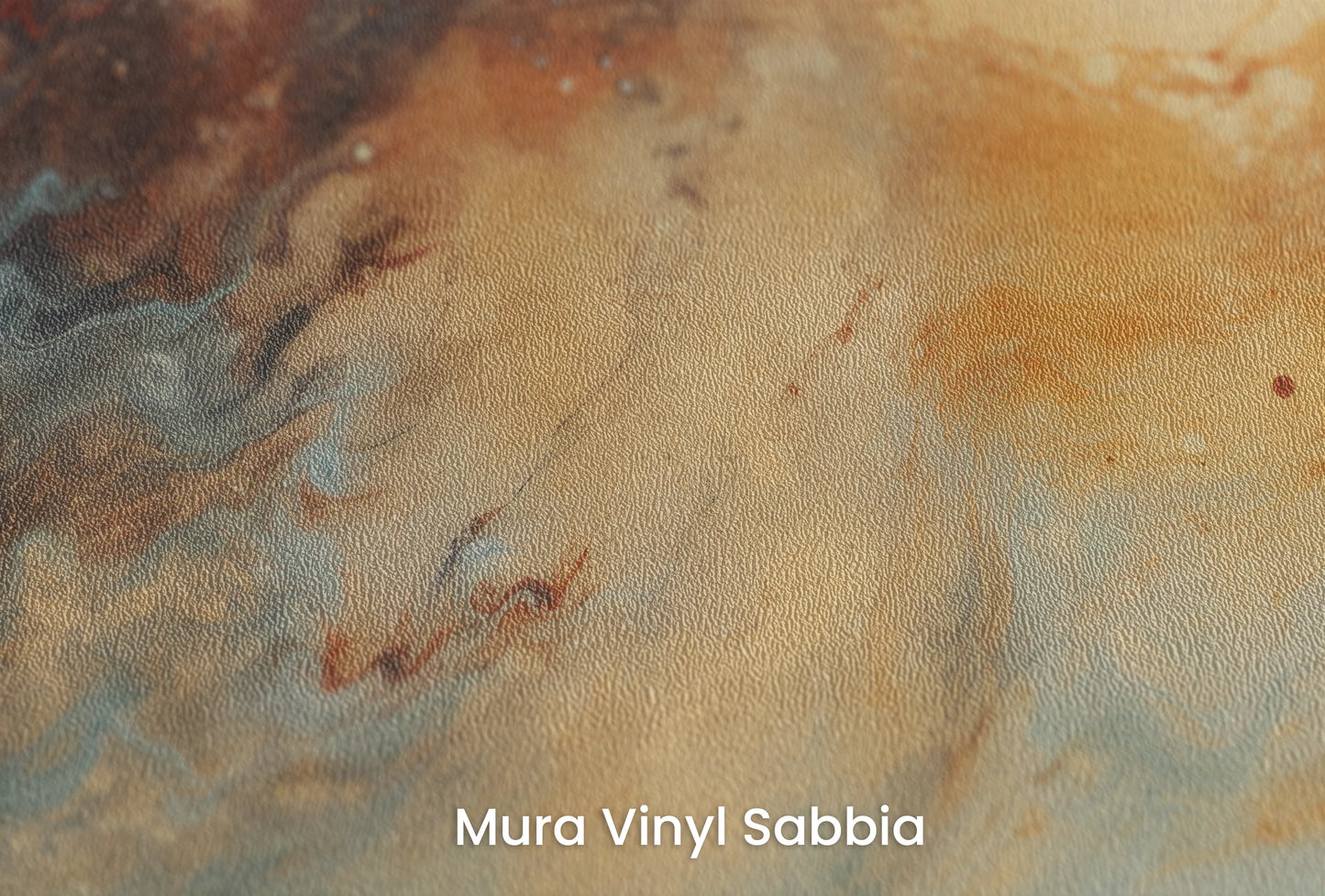 Zbliżenie na artystyczną fototapetę o nazwie Callisto's Vision na podłożu Mura Vinyl Sabbia struktura grubego ziarna piasku.