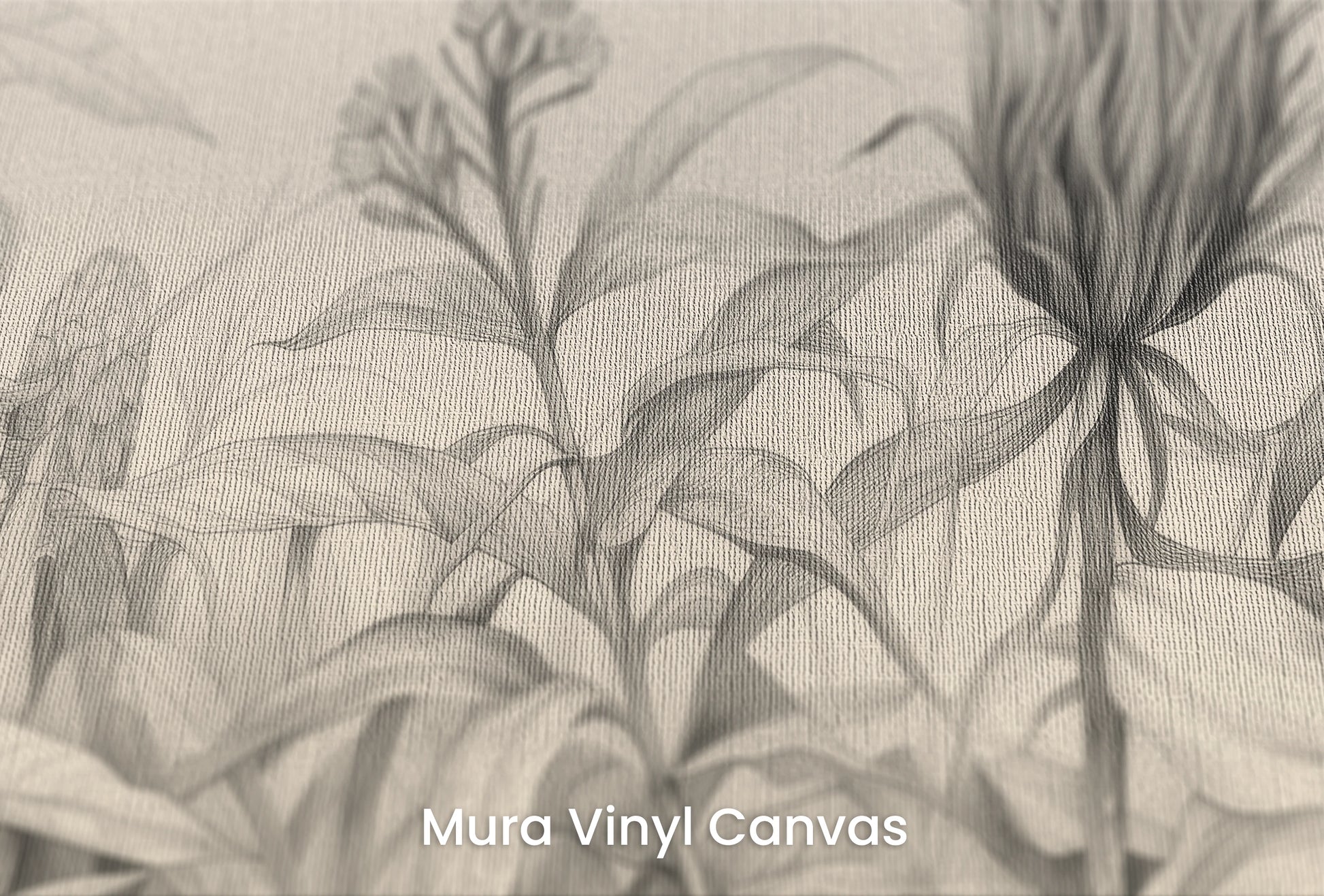 Zbliżenie na artystyczną fototapetę o nazwie Wild Blossoms na podłożu Mura Vinyl Canvas - faktura naturalnego płótna.