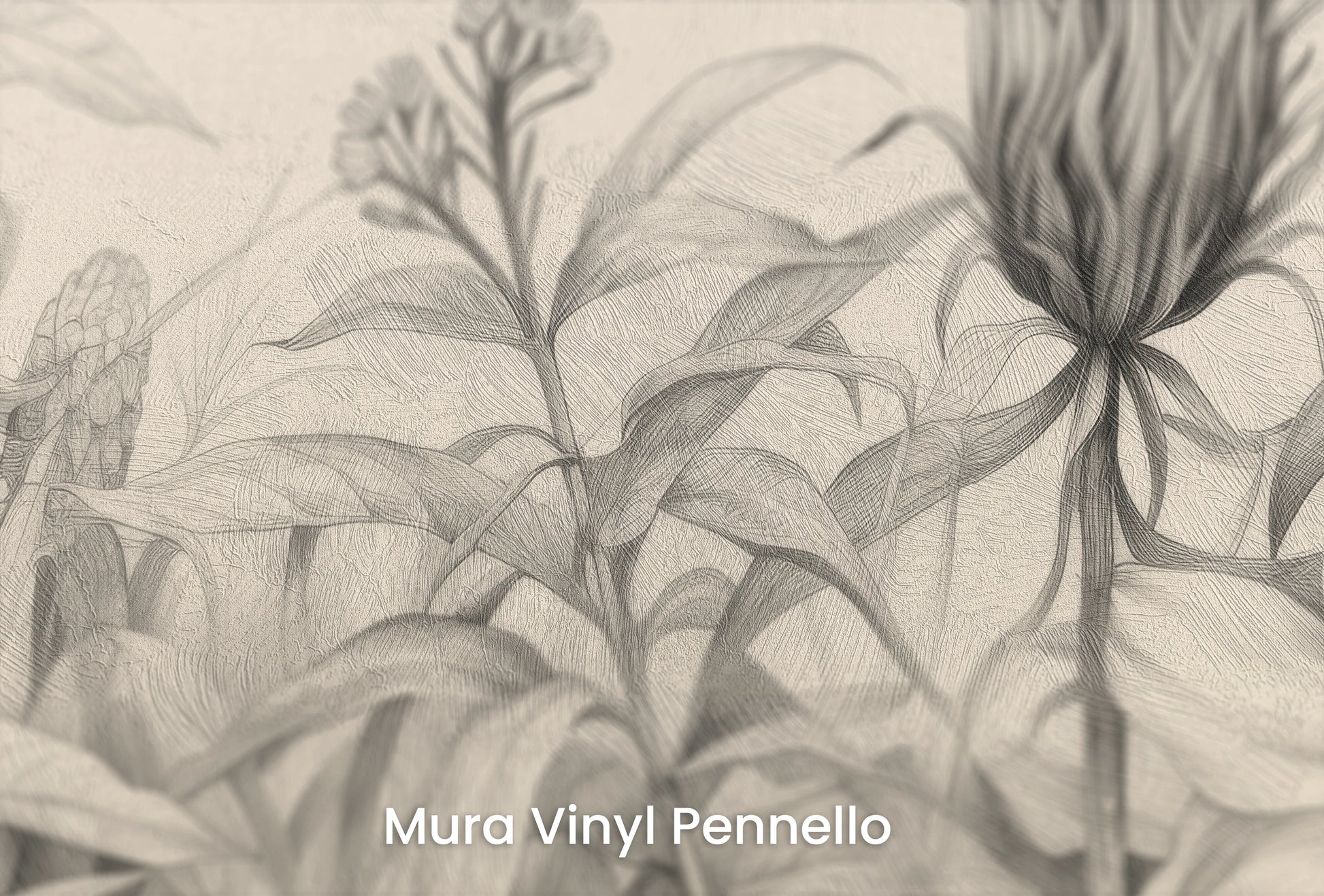 Zbliżenie na artystyczną fototapetę o nazwie Wild Blossoms na podłożu Mura Vinyl Pennello - faktura pociągnięć pędzla malarskiego.