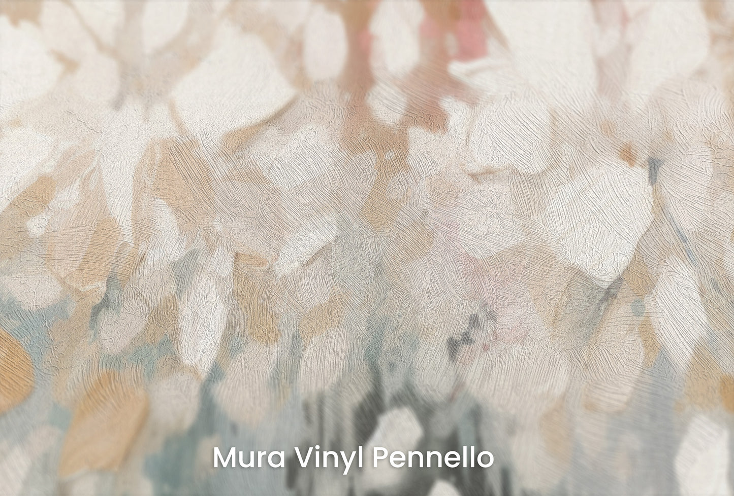 Zbliżenie na artystyczną fototapetę o nazwie Luminous Bloom Haze na podłożu Mura Vinyl Pennello - faktura pociągnięć pędzla malarskiego.