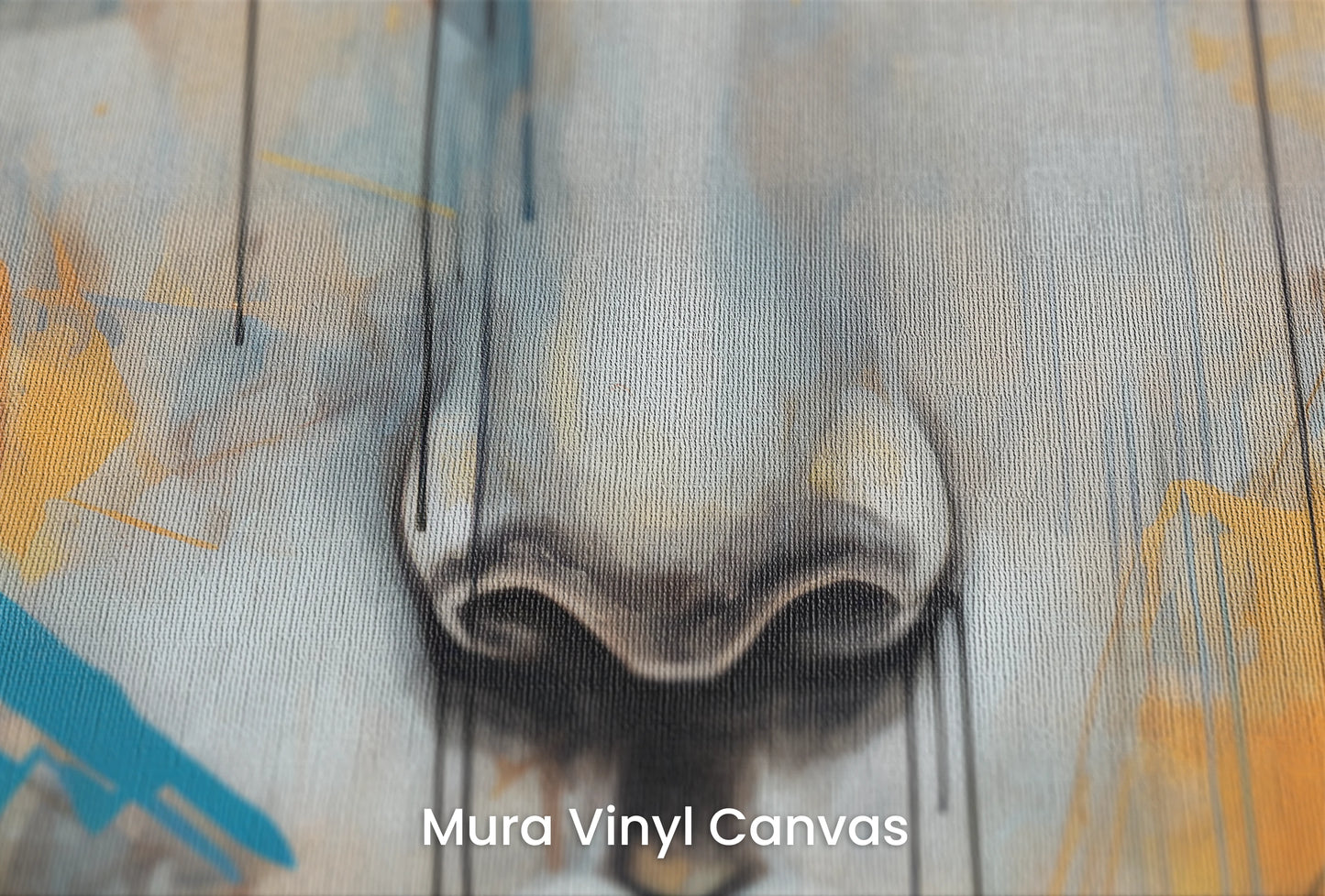 Zbliżenie na artystyczną fototapetę o nazwie Gaze of Times na podłożu Mura Vinyl Canvas - faktura naturalnego płótna.