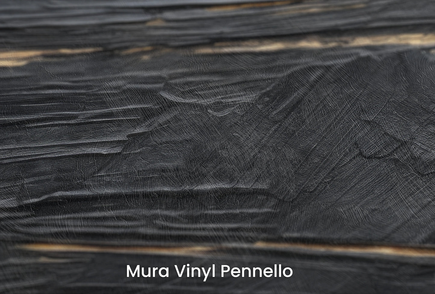 Zbliżenie na artystyczną fototapetę o nazwie Black Gold Elegance na podłożu Mura Vinyl Pennello - faktura pociągnięć pędzla malarskiego.