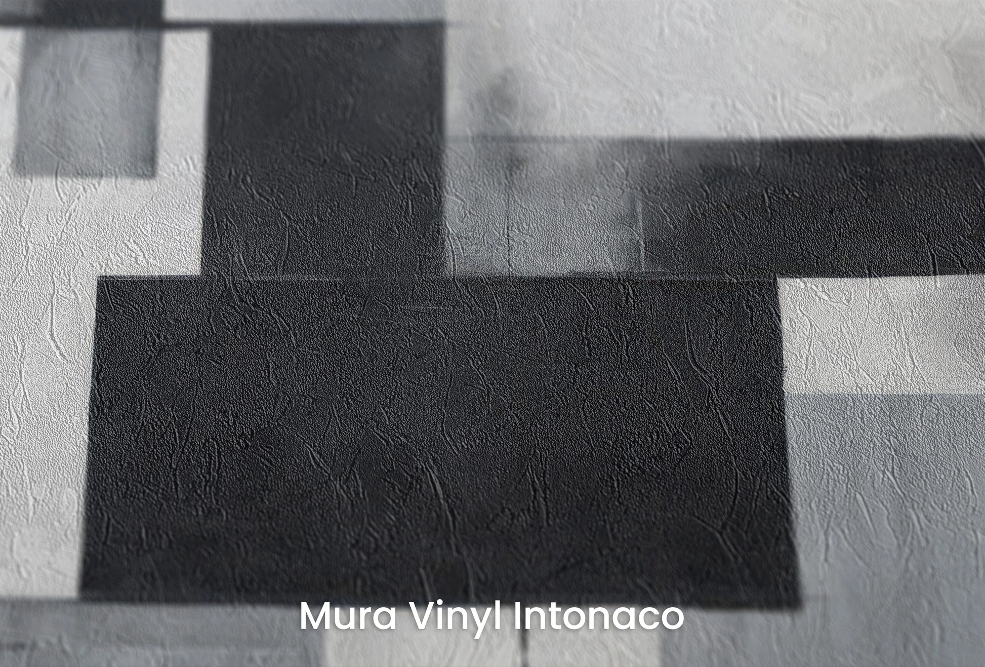 Zbliżenie na artystyczną fototapetę o nazwie Monochrome Harmony na podłożu Mura Vinyl Intonaco - struktura tartego tynku.
