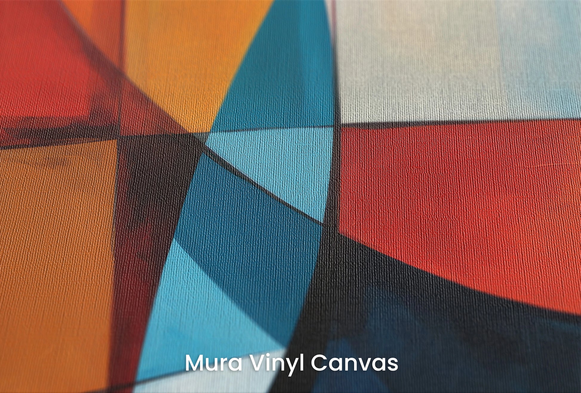 Zbliżenie na artystyczną fototapetę o nazwie Intersecting Orbits na podłożu Mura Vinyl Canvas - faktura naturalnego płótna.