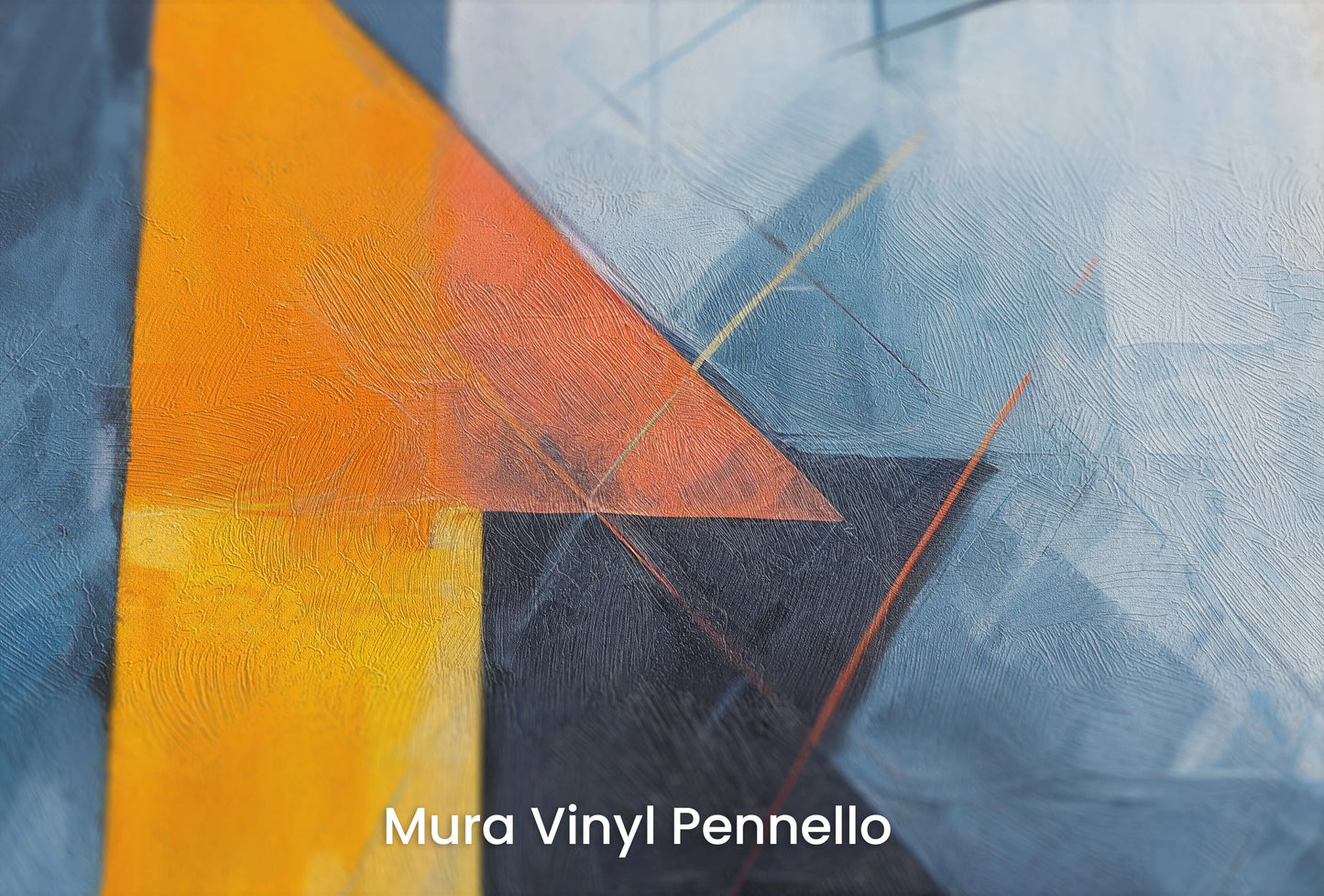 Zbliżenie na artystyczną fototapetę o nazwie Geometric Glow na podłożu Mura Vinyl Pennello - faktura pociągnięć pędzla malarskiego.