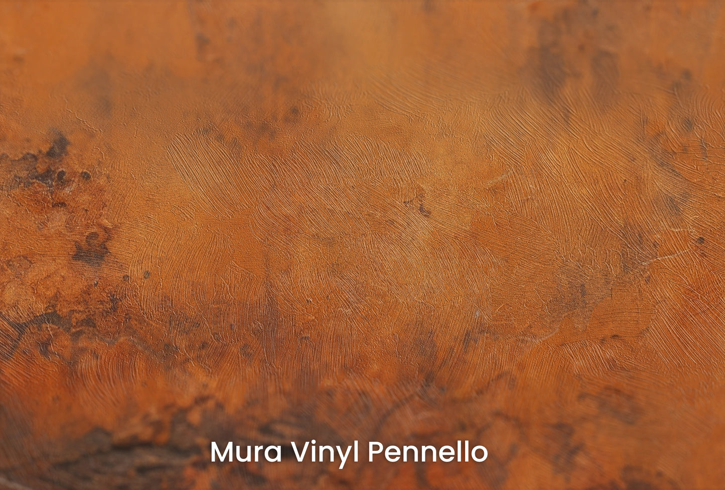 Zbliżenie na artystyczną fototapetę o nazwie Rustic Copper na podłożu Mura Vinyl Pennello - faktura pociągnięć pędzla malarskiego.