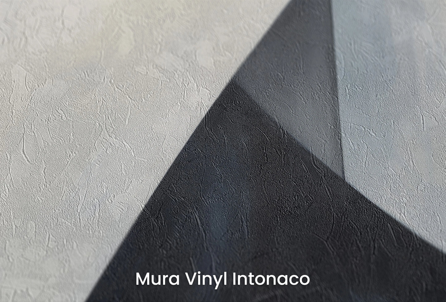Zbliżenie na artystyczną fototapetę o nazwie Monochrome Triangle na podłożu Mura Vinyl Intonaco - struktura tartego tynku.