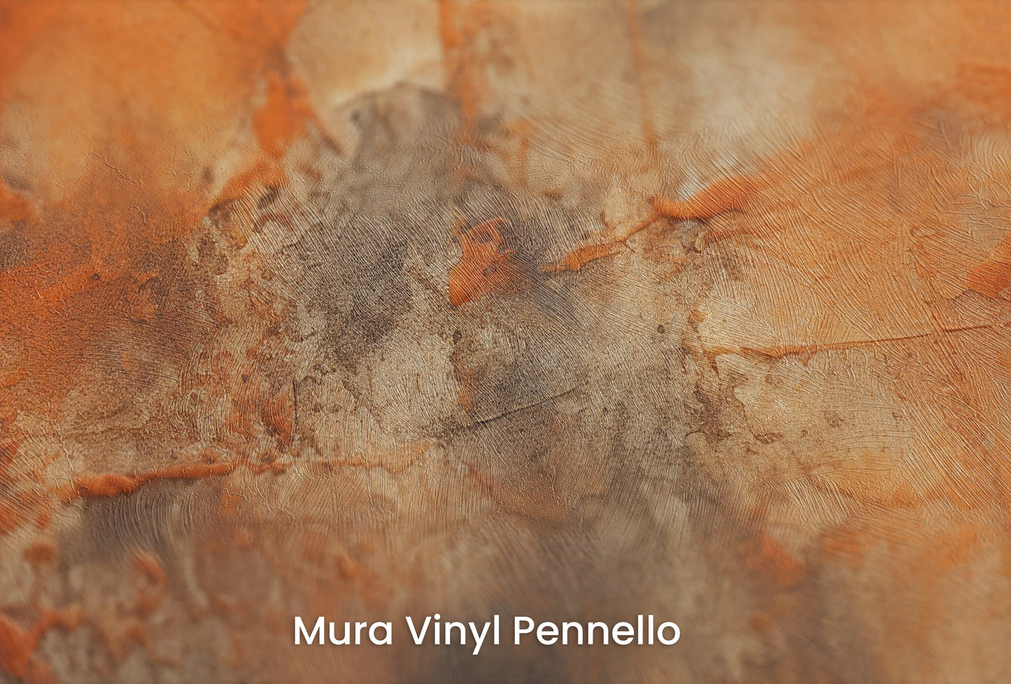 Zbliżenie na artystyczną fototapetę o nazwie Copper Patina na podłożu Mura Vinyl Pennello - faktura pociągnięć pędzla malarskiego.