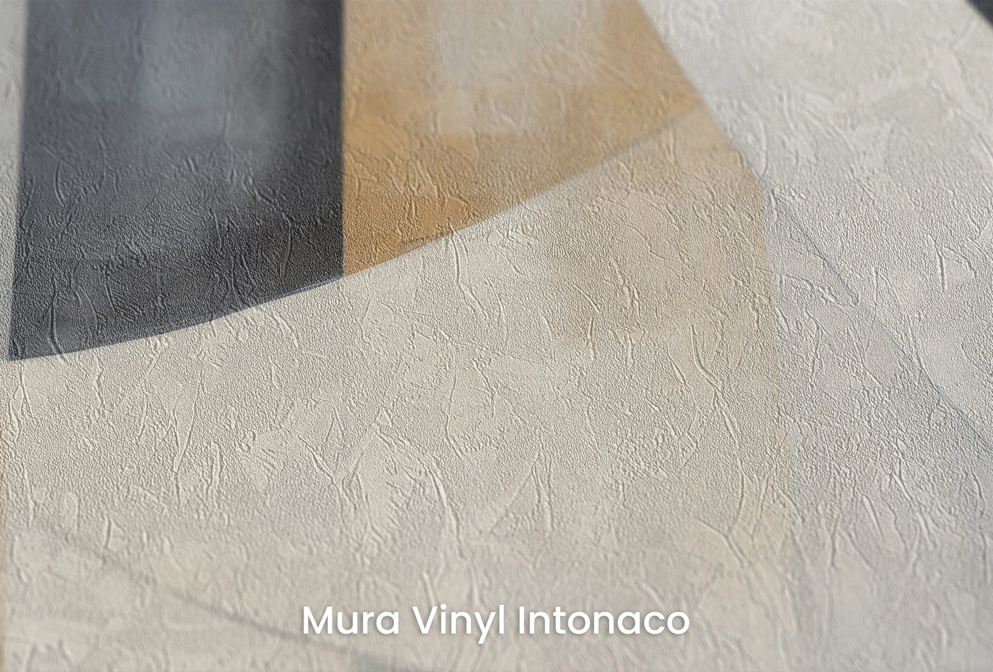 Zbliżenie na artystyczną fototapetę o nazwie Circular Essence na podłożu Mura Vinyl Intonaco - struktura tartego tynku.