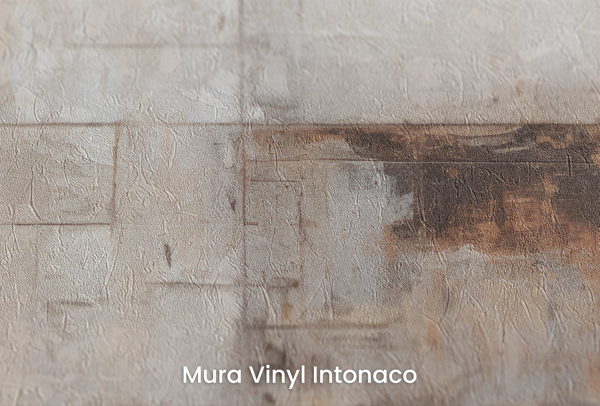 Zbliżenie na artystyczną fototapetę o nazwie Tarnished Grid na podłożu Mura Vinyl Intonaco - struktura tartego tynku.