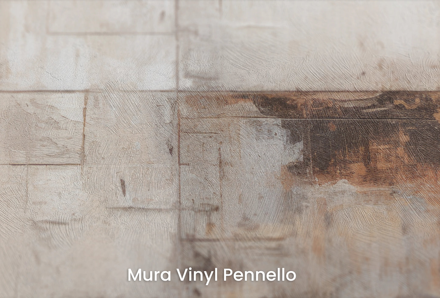 Zbliżenie na artystyczną fototapetę o nazwie Tarnished Grid na podłożu Mura Vinyl Pennello - faktura pociągnięć pędzla malarskiego.