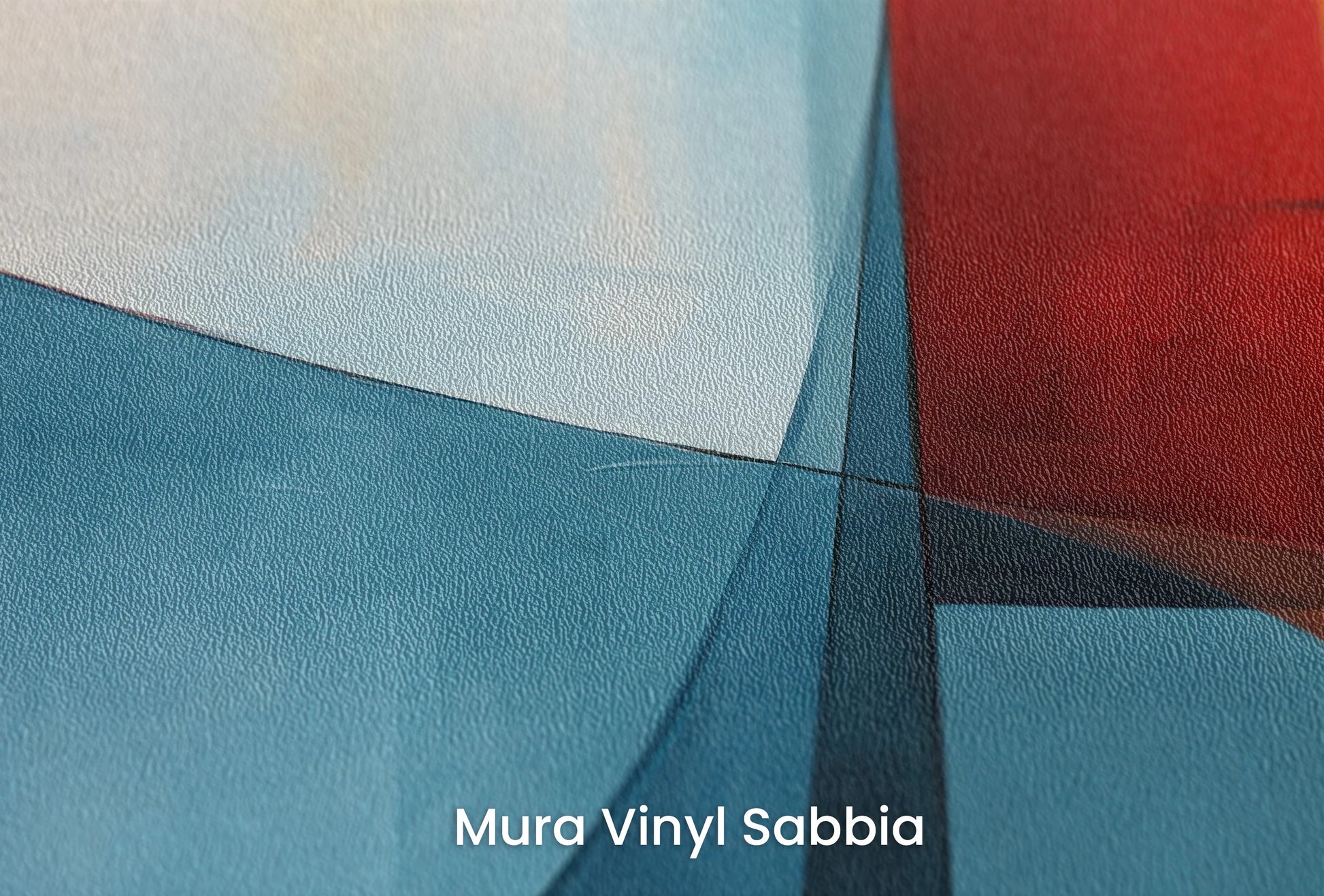 Zbliżenie na artystyczną fototapetę o nazwie Geometric Intersection na podłożu Mura Vinyl Sabbia struktura grubego ziarna piasku.