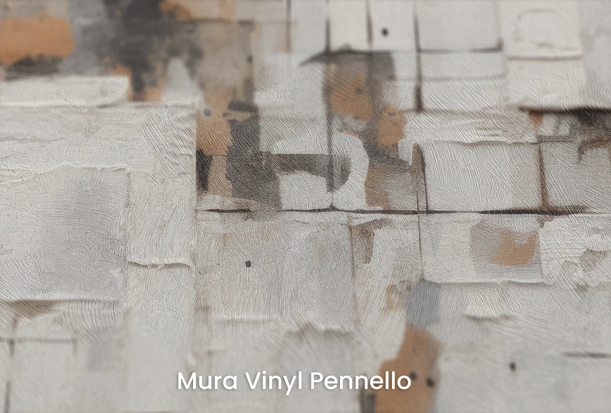 Zbliżenie na artystyczną fototapetę o nazwie Weathered Charm na podłożu Mura Vinyl Pennello - faktura pociągnięć pędzla malarskiego.