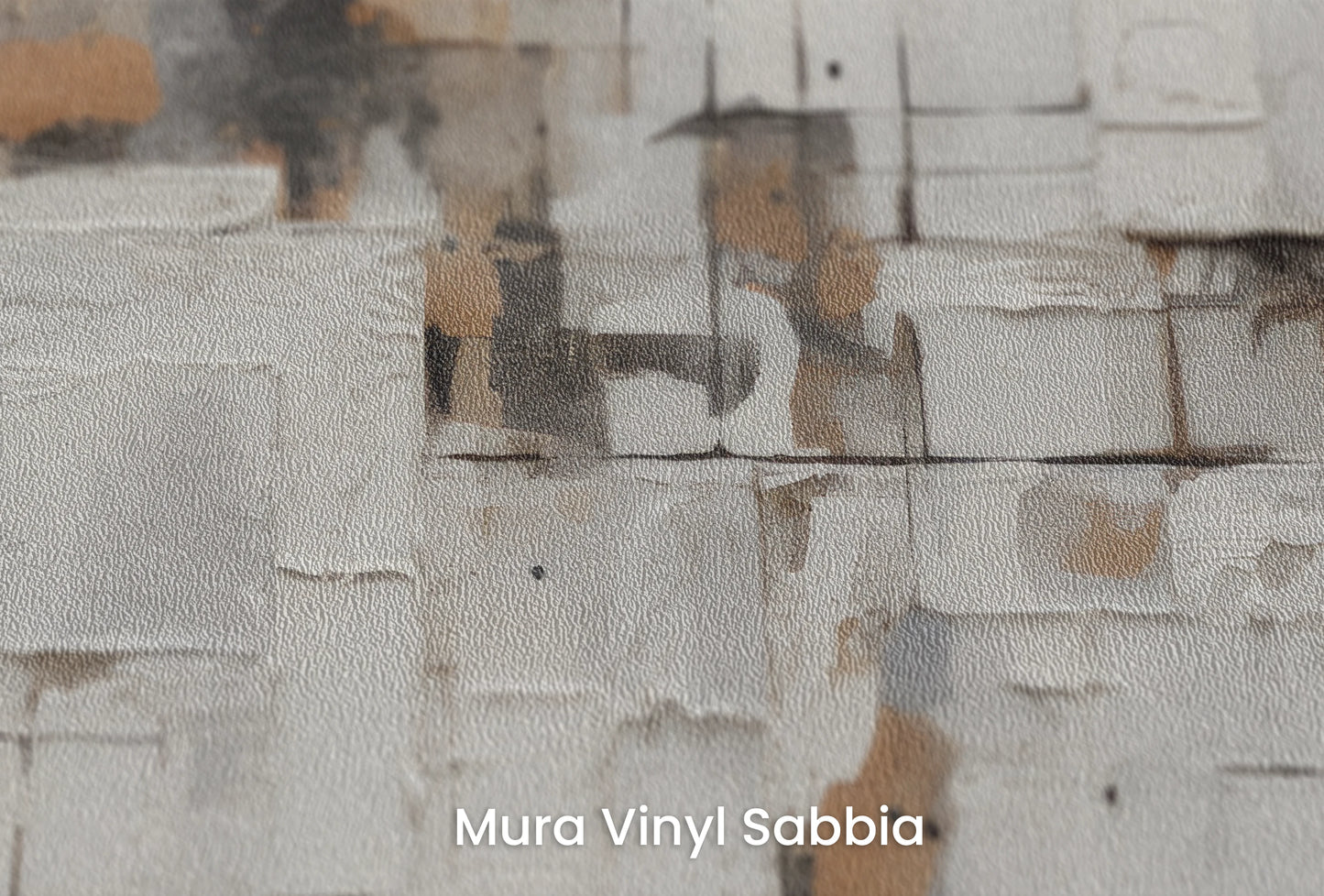 Zbliżenie na artystyczną fototapetę o nazwie Weathered Charm na podłożu Mura Vinyl Sabbia struktura grubego ziarna piasku.