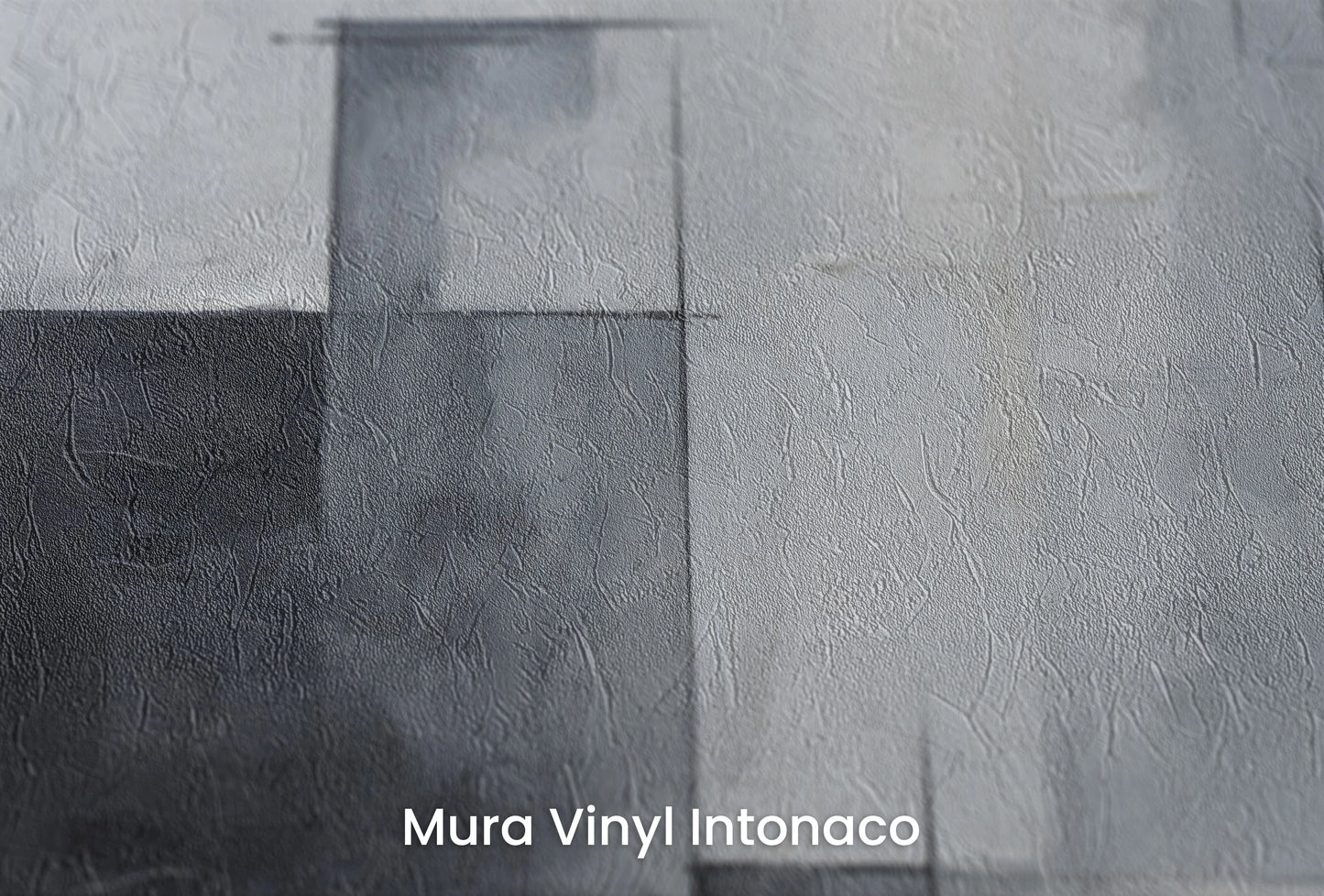 Zbliżenie na artystyczną fototapetę o nazwie Monochrome Patchwork #2 na podłożu Mura Vinyl Intonaco - struktura tartego tynku.