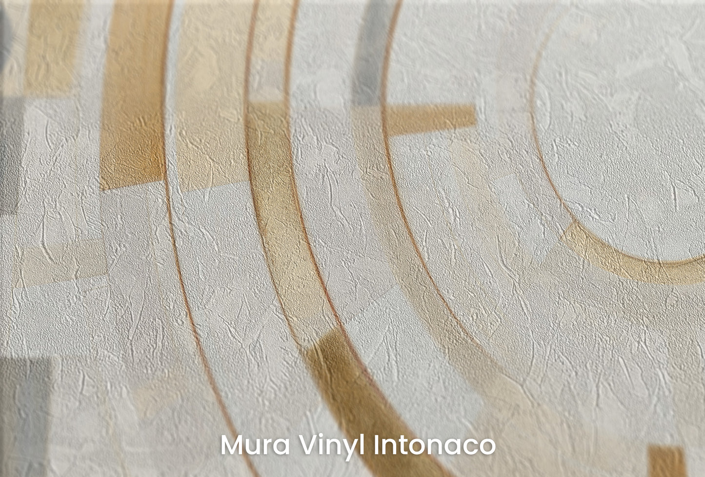 Zbliżenie na artystyczną fototapetę o nazwie GEOMETRIC ORBITAL MOSAIC na podłożu Mura Vinyl Intonaco - struktura tartego tynku.