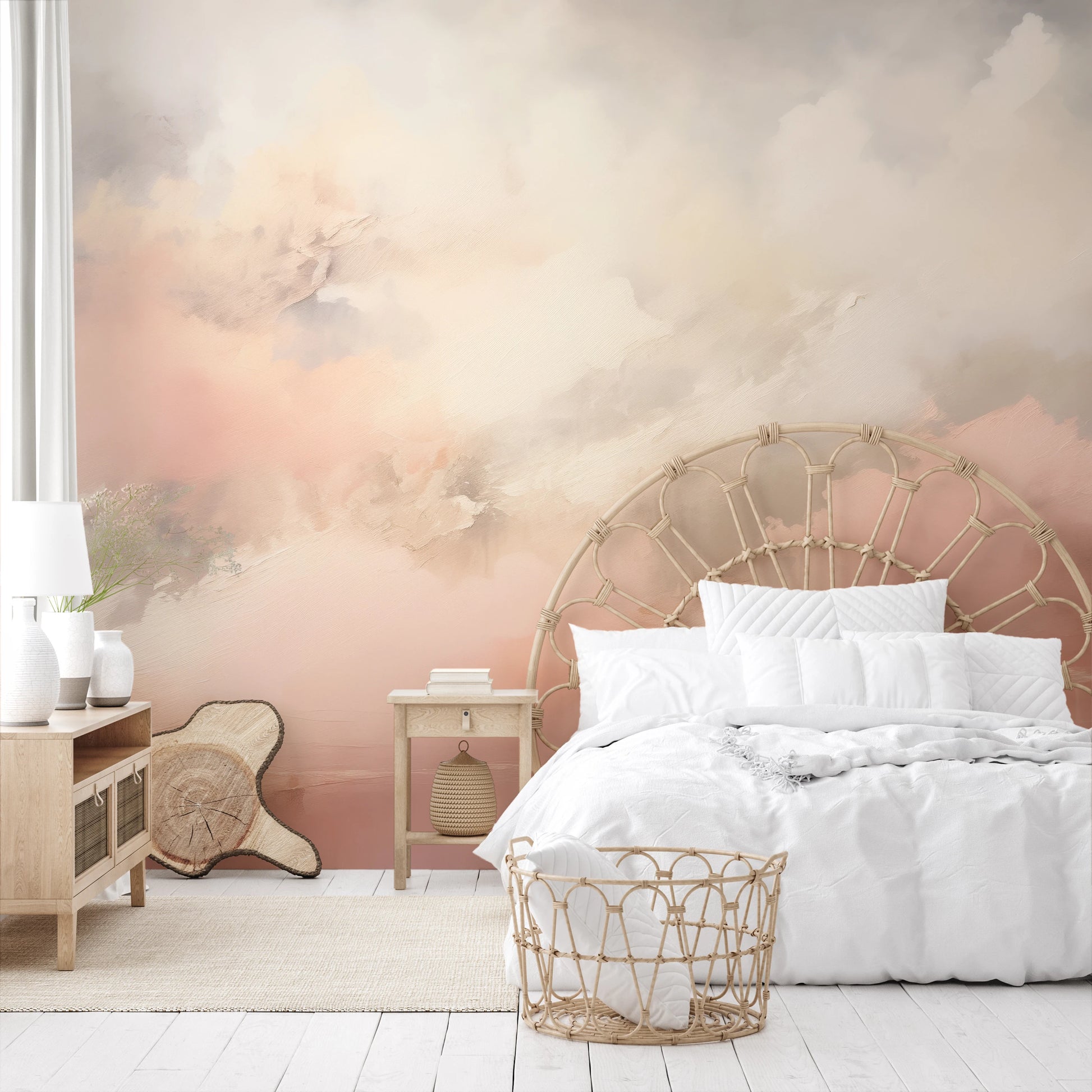 Fototapeta malowana o nazwie Soft Mornings pokazana w aranżacji wnętrza.