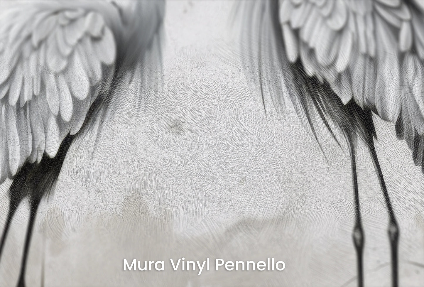 Zbliżenie na artystyczną fototapetę o nazwie Lunar Duo na podłożu Mura Vinyl Pennello - faktura pociągnięć pędzla malarskiego.