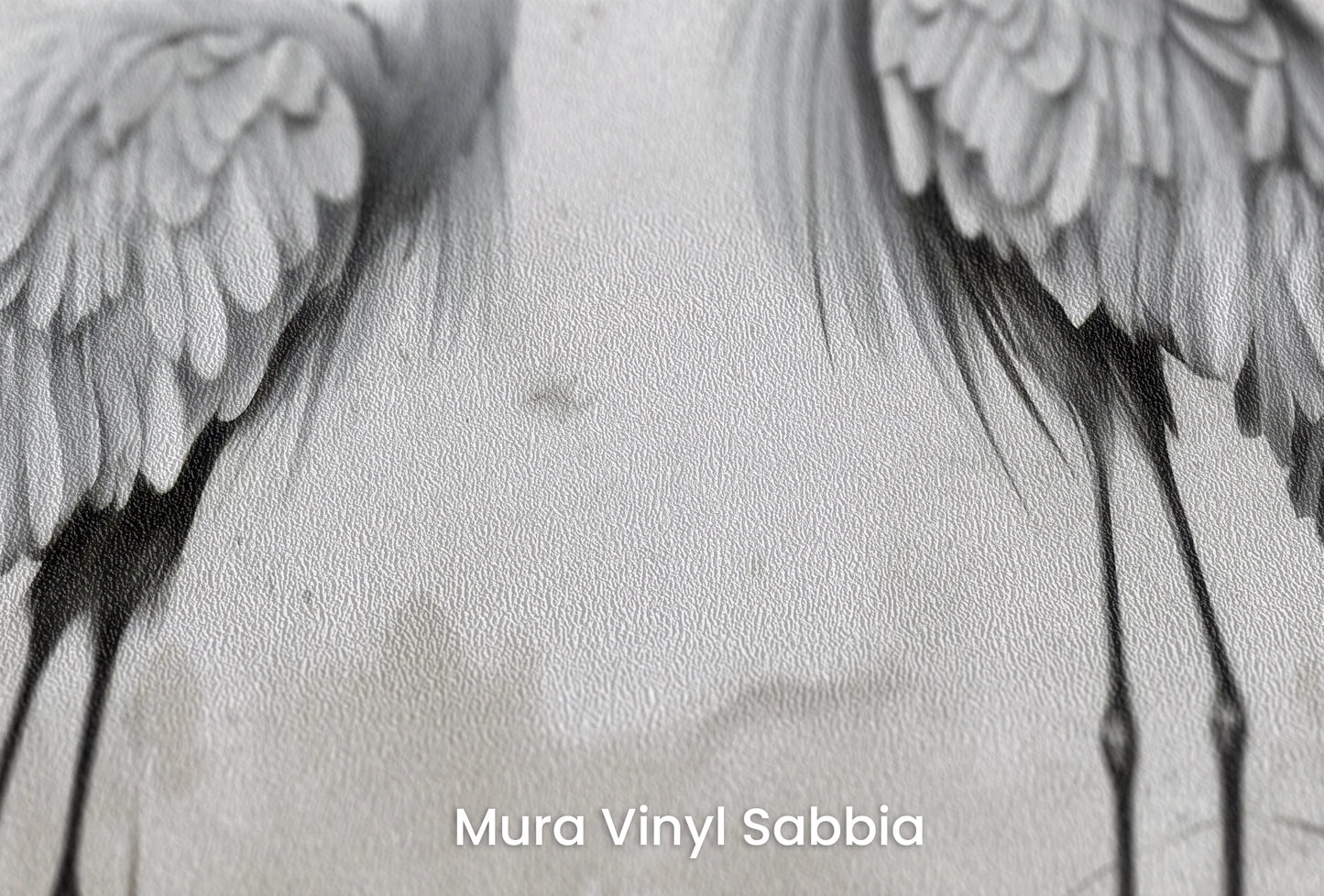 Zbliżenie na artystyczną fototapetę o nazwie Lunar Duo na podłożu Mura Vinyl Sabbia struktura grubego ziarna piasku.