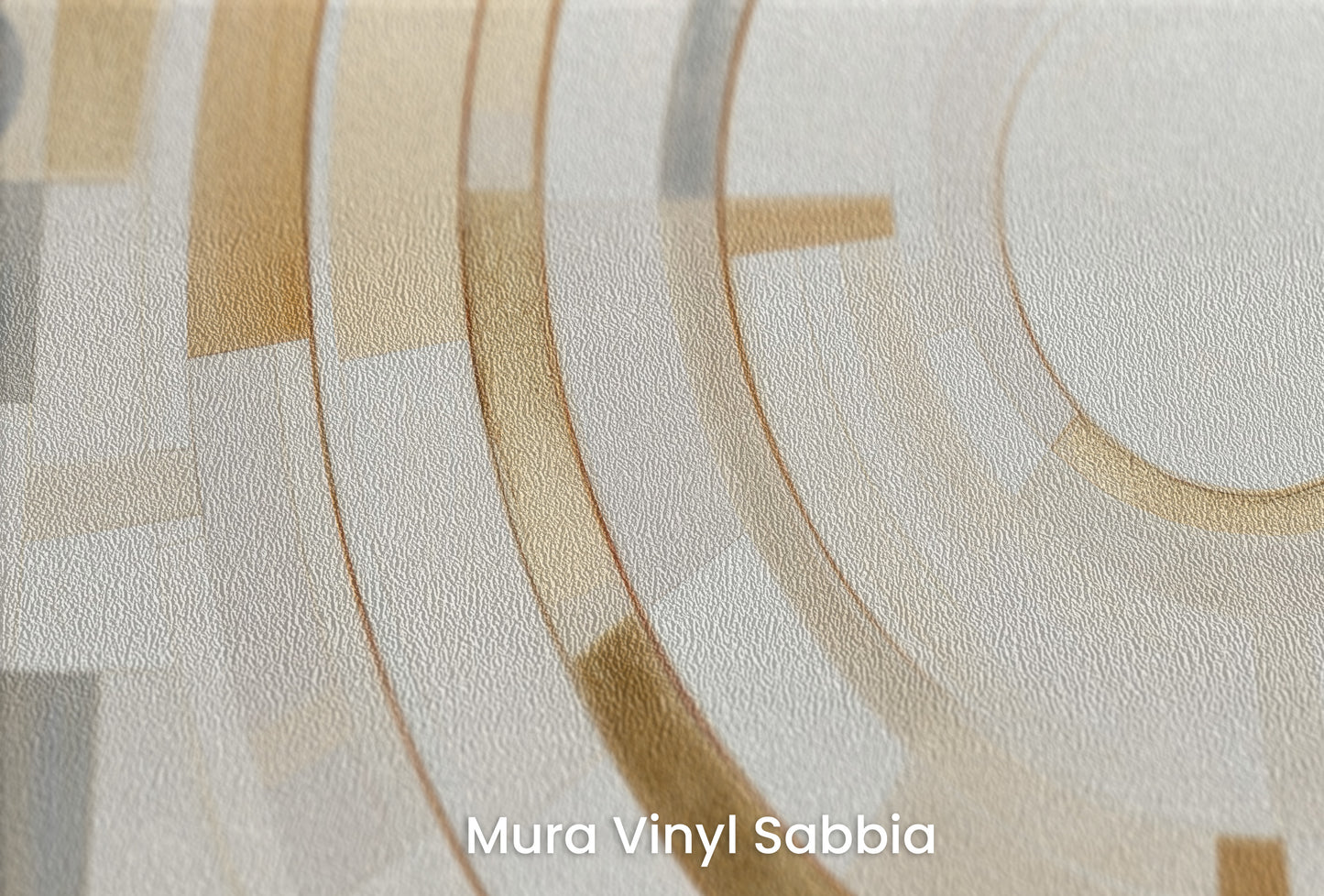 Zbliżenie na artystyczną fototapetę o nazwie GEOMETRIC ORBITAL MOSAIC na podłożu Mura Vinyl Sabbia struktura grubego ziarna piasku.