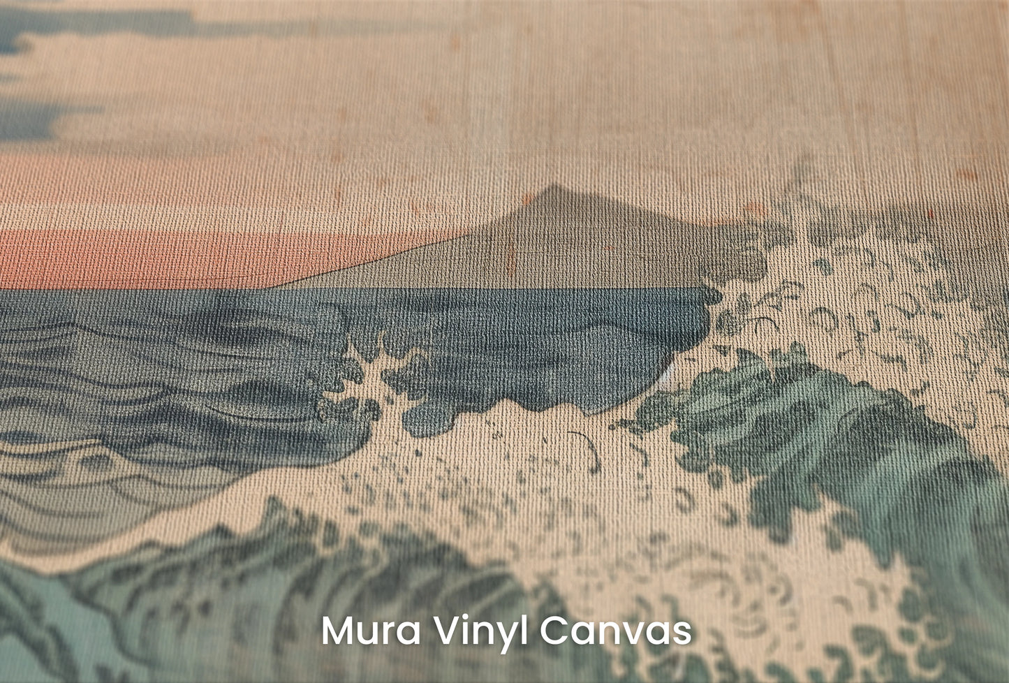 Zbliżenie na artystyczną fototapetę o nazwie Vintage Ocean View na podłożu Mura Vinyl Canvas - faktura naturalnego płótna.