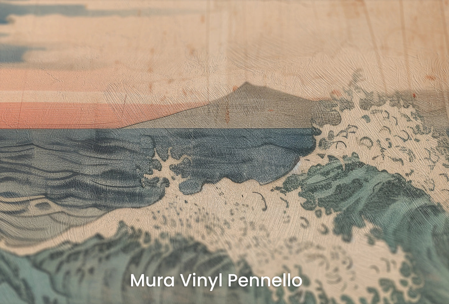 Zbliżenie na artystyczną fototapetę o nazwie Vintage Ocean View na podłożu Mura Vinyl Pennello - faktura pociągnięć pędzla malarskiego.