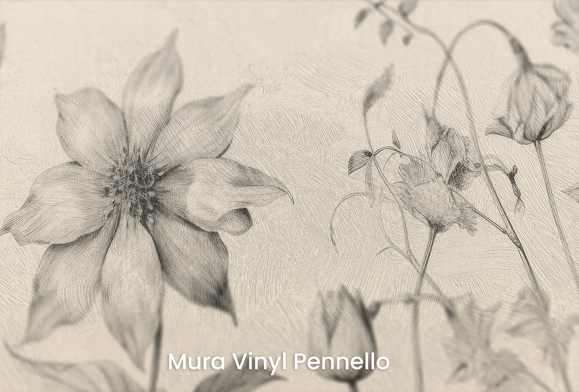 Zbliżenie na artystyczną fototapetę o nazwie Botanical Study na podłożu Mura Vinyl Pennello - faktura pociągnięć pędzla malarskiego.