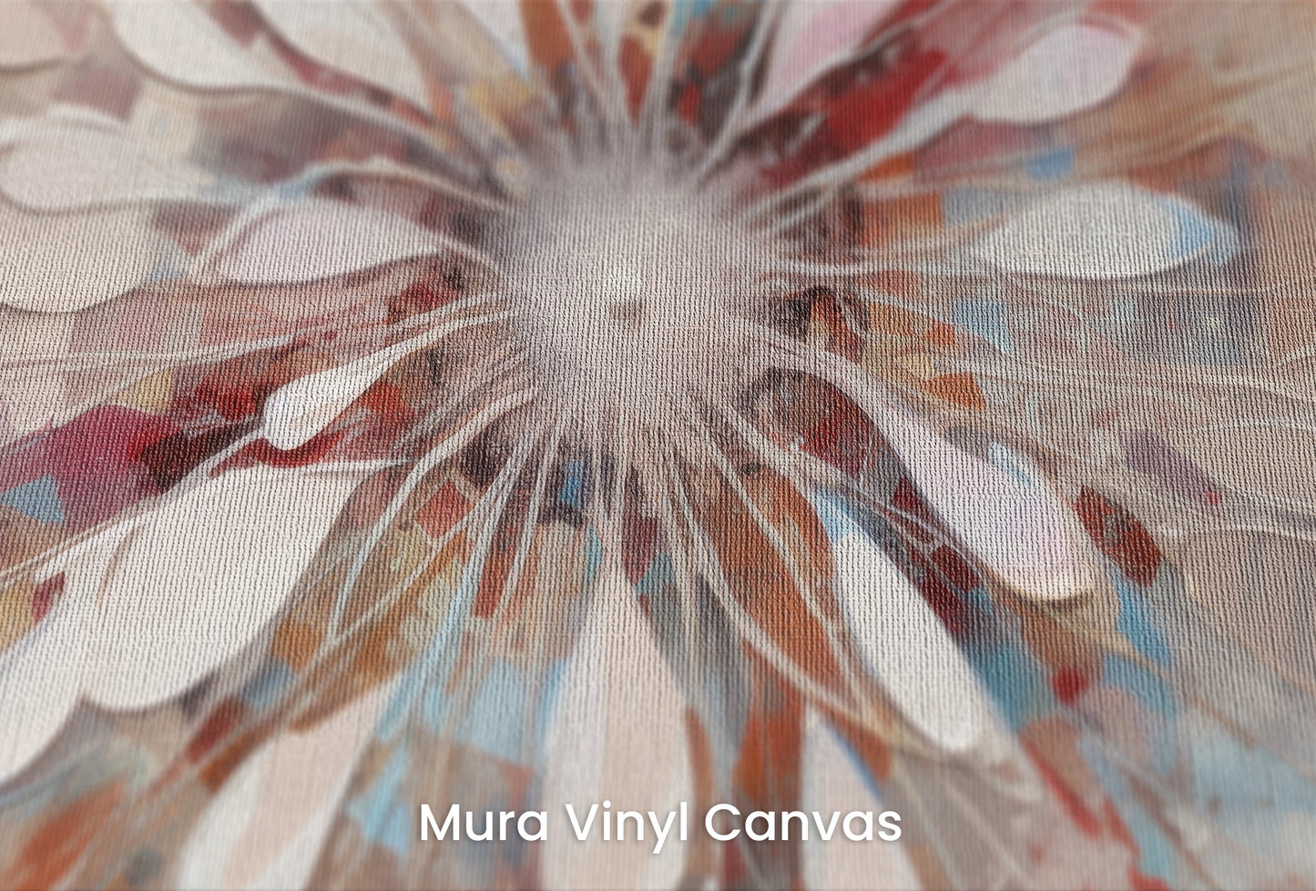 Zbliżenie na artystyczną fototapetę o nazwie Earthly Meditation na podłożu Mura Vinyl Canvas - faktura naturalnego płótna.