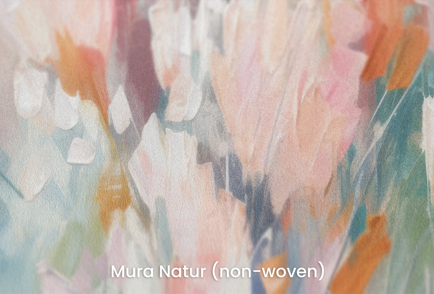 Zbliżenie na artystyczną fototapetę o nazwie Ethereal Floral Canvas na podłożu Mura Natur (non-woven) - naturalne i ekologiczne podłoże.