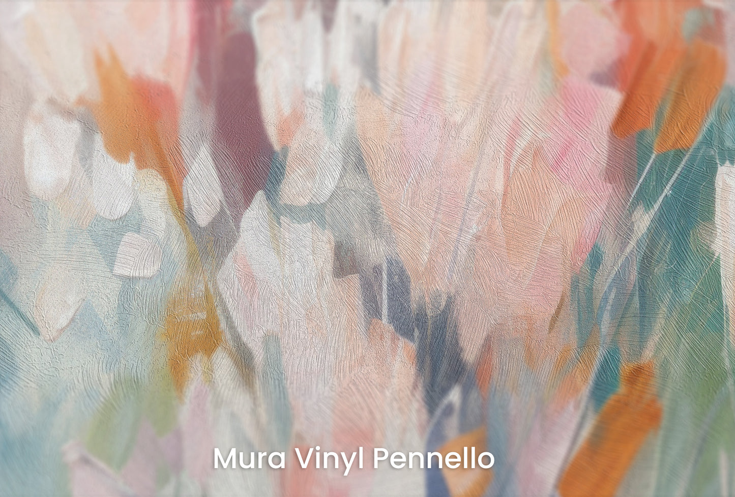 Zbliżenie na artystyczną fototapetę o nazwie Ethereal Floral Canvas na podłożu Mura Vinyl Pennello - faktura pociągnięć pędzla malarskiego.