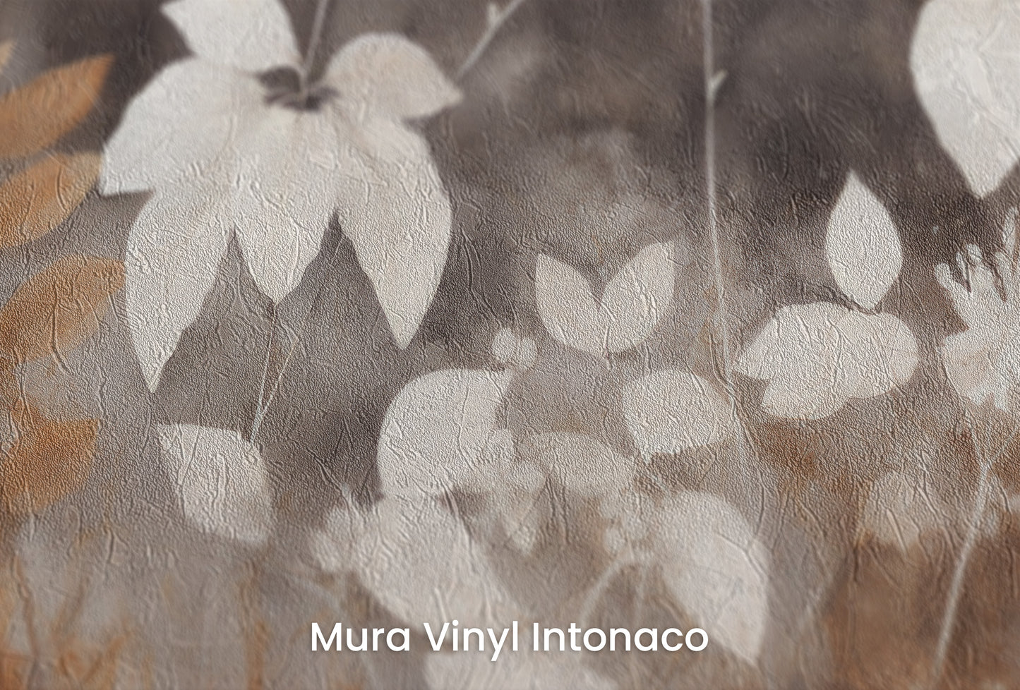 Zbliżenie na artystyczną fototapetę o nazwie Autumnal Serenity na podłożu Mura Vinyl Intonaco - struktura tartego tynku.